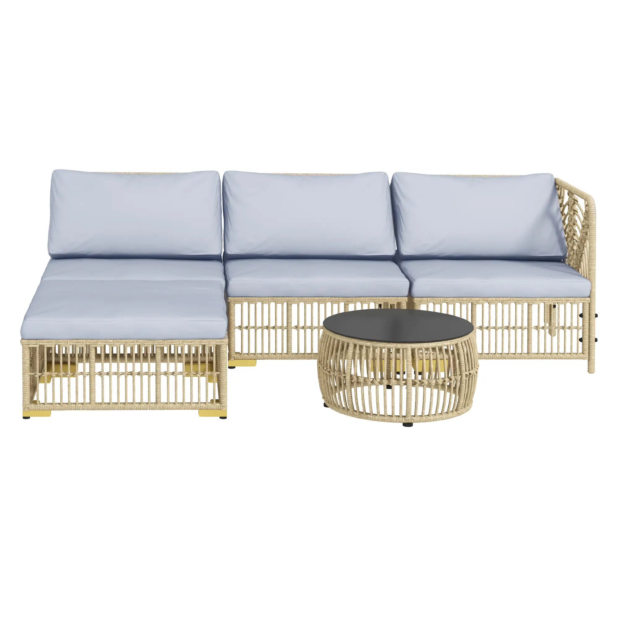 Outsunny Rattan Gartenmöbelset 5-tlg. mit Kissen Outdoor Ecksofa