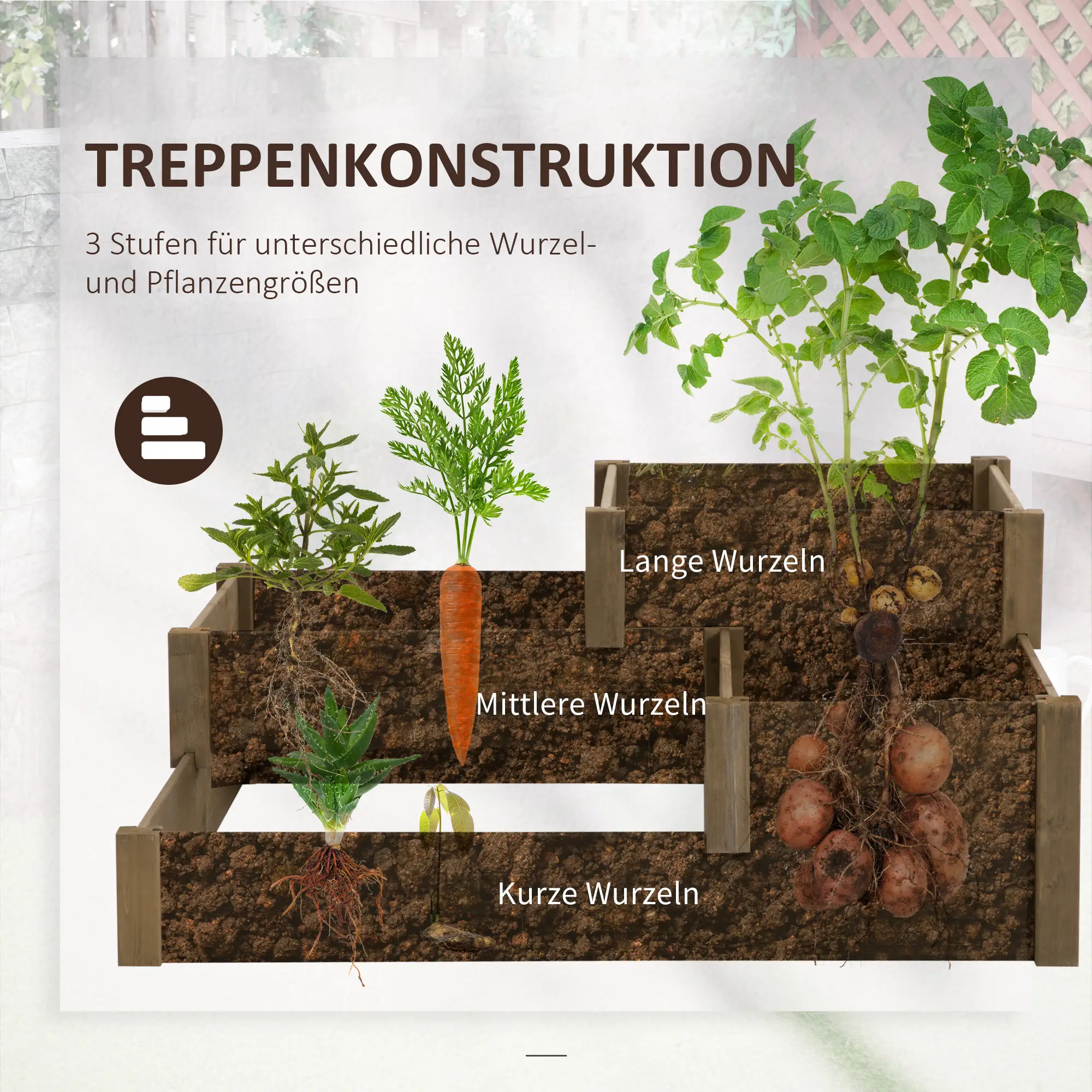 Outsunny Hochbeet Pflanzkasten Outdoor 4 Fächer Massivholz
