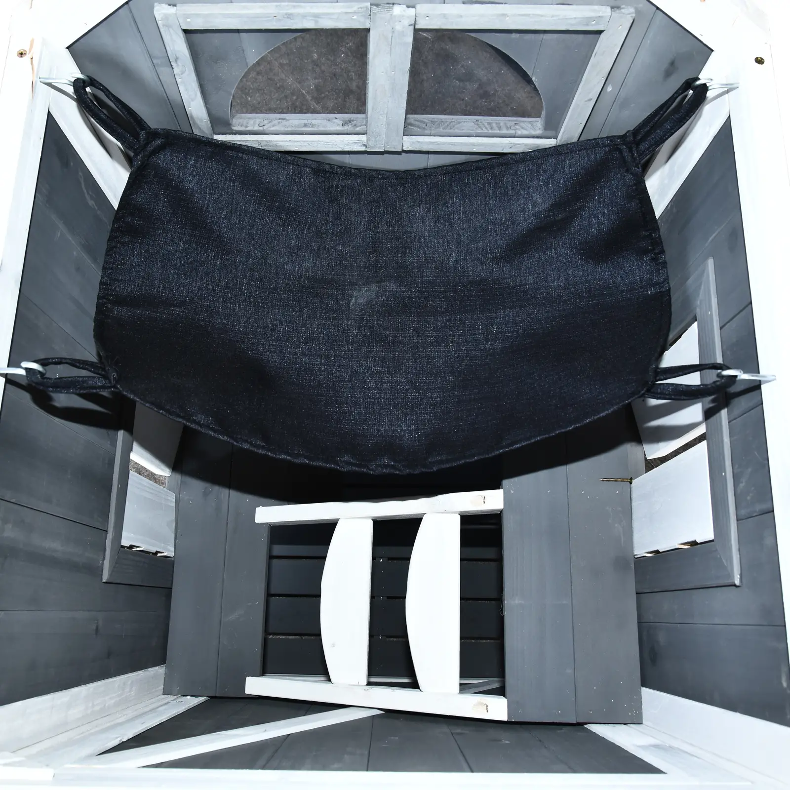 PawHut Katzenhaus Outdoor zweistöckig mit Hängematte Balkon