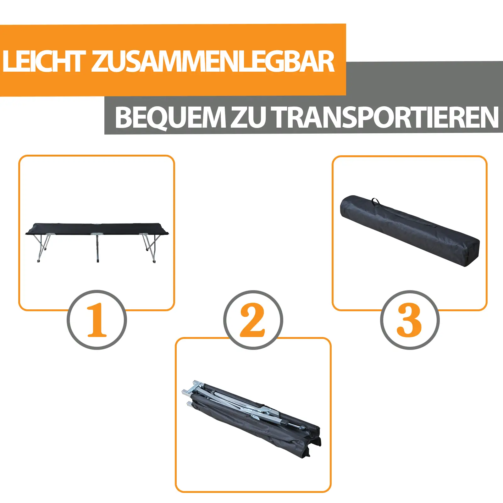 Outsunny Feldbett Campingliege klappbar mit Tragetasche Outdoor