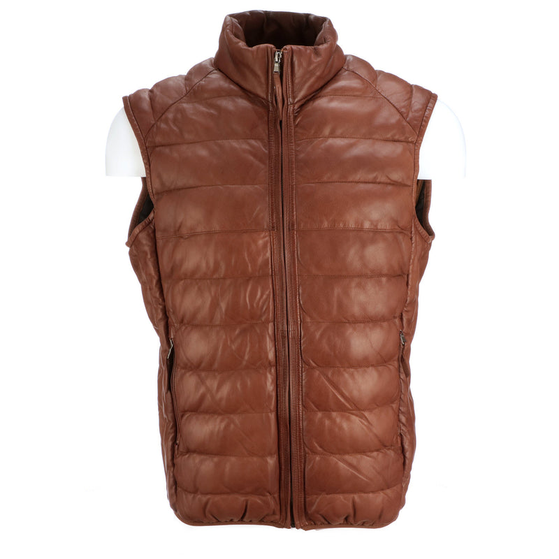 Men's Leather Puffer Vest