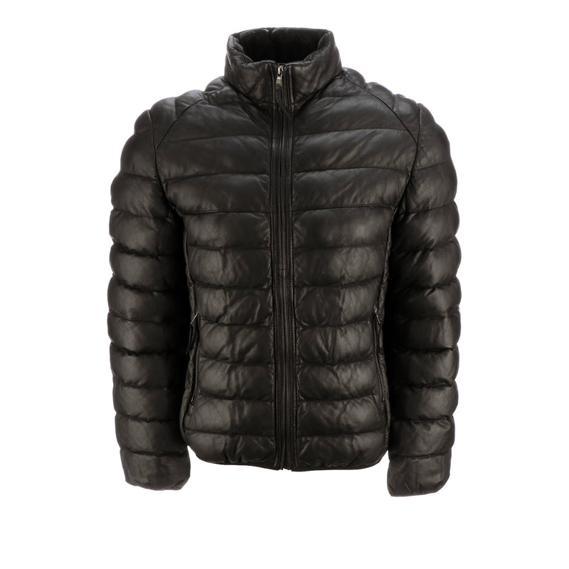 Men's Leather Puffer Jacket