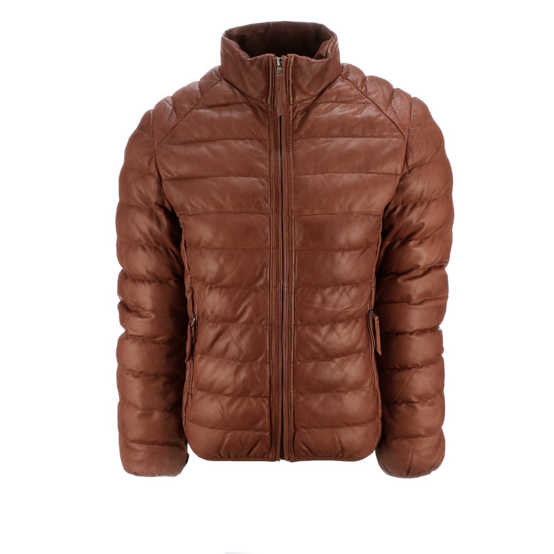 Men's Leather Puffer Jacket
