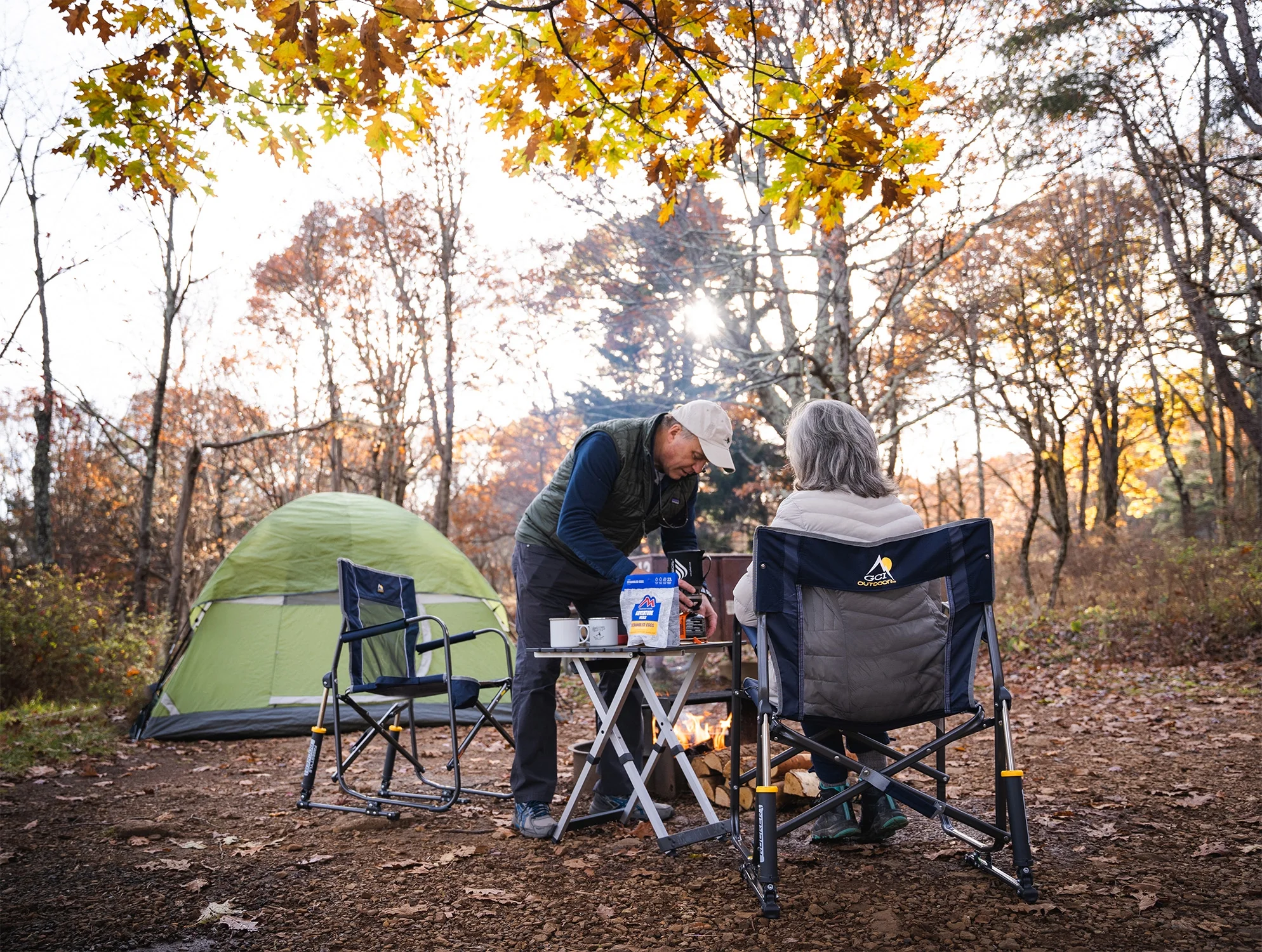 GCI Outdoor Freestyle Rocker Foldable Rocking Camp Chair, Cinnamon