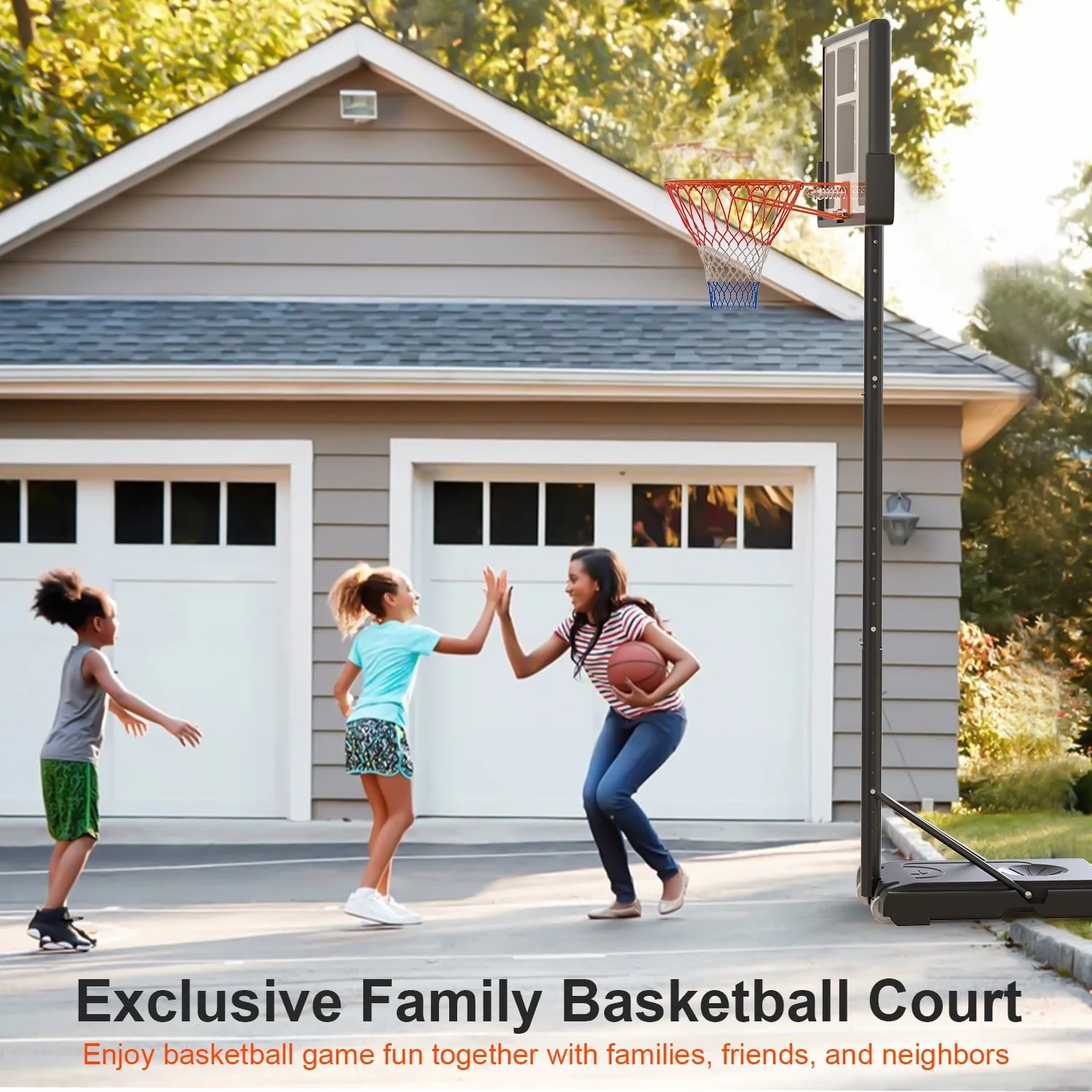 Jorocks 44" Basketball Hoop, 4.410ft Height Adjustable Portable