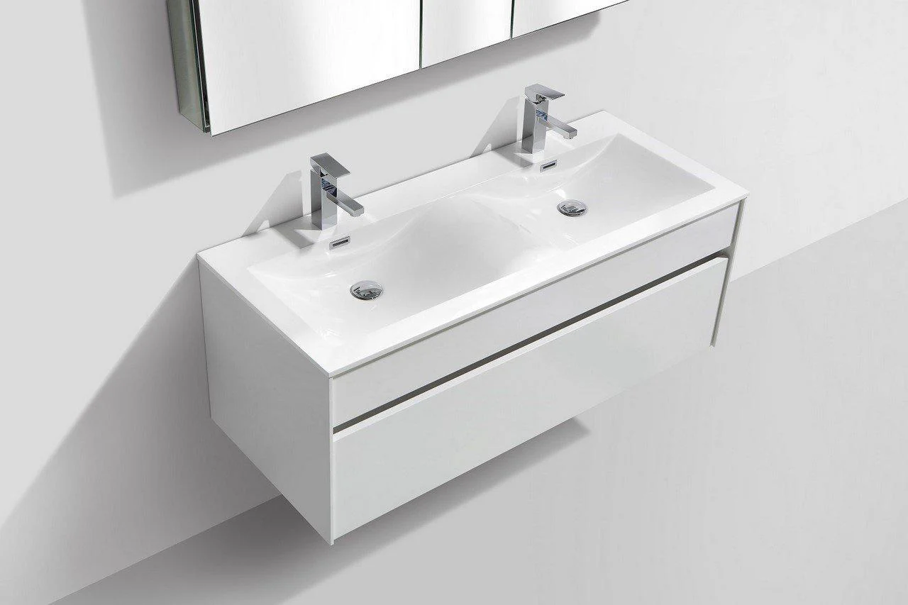 KubeBath Fitto 48 in. Wall Mount Modern Bathroom Vanity Double Sink