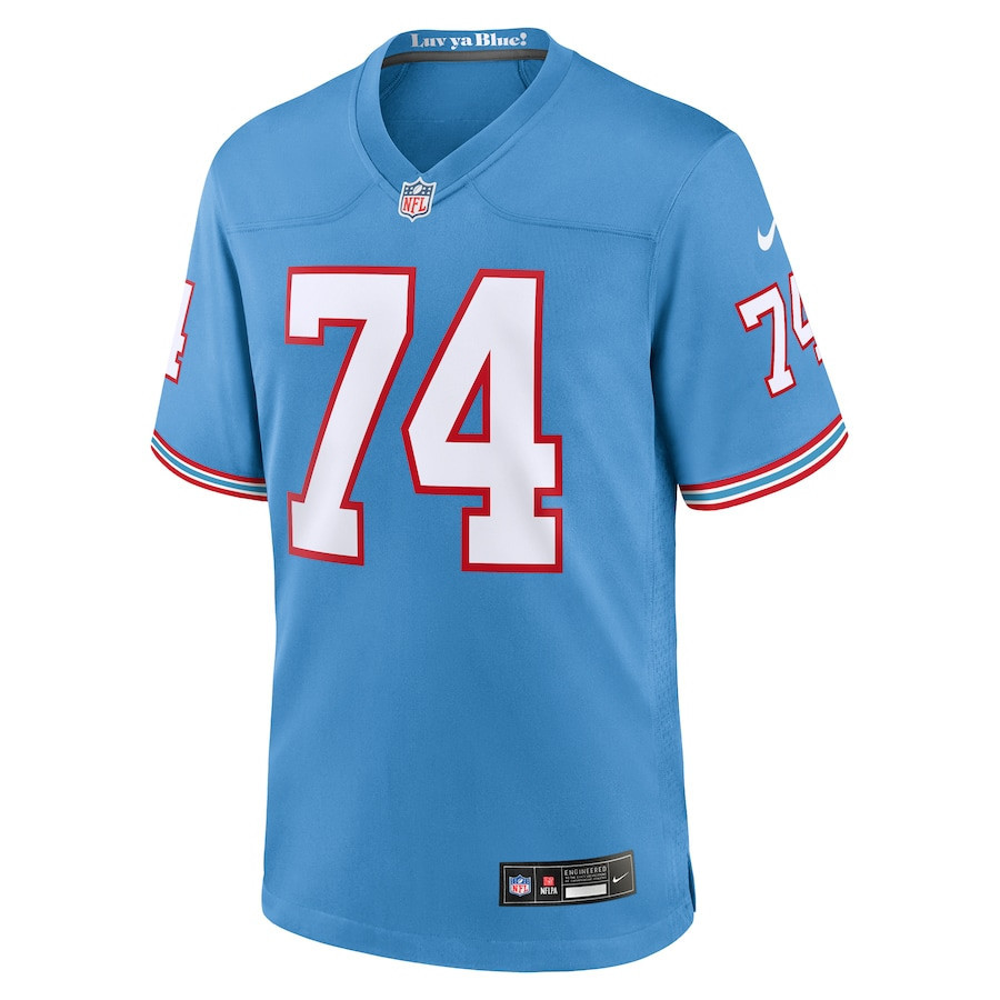 Bruce 74 Matthews Tennessee Titans Men Oilers Throwback Retired Game Jersey - Light Blue - myjerseyhub