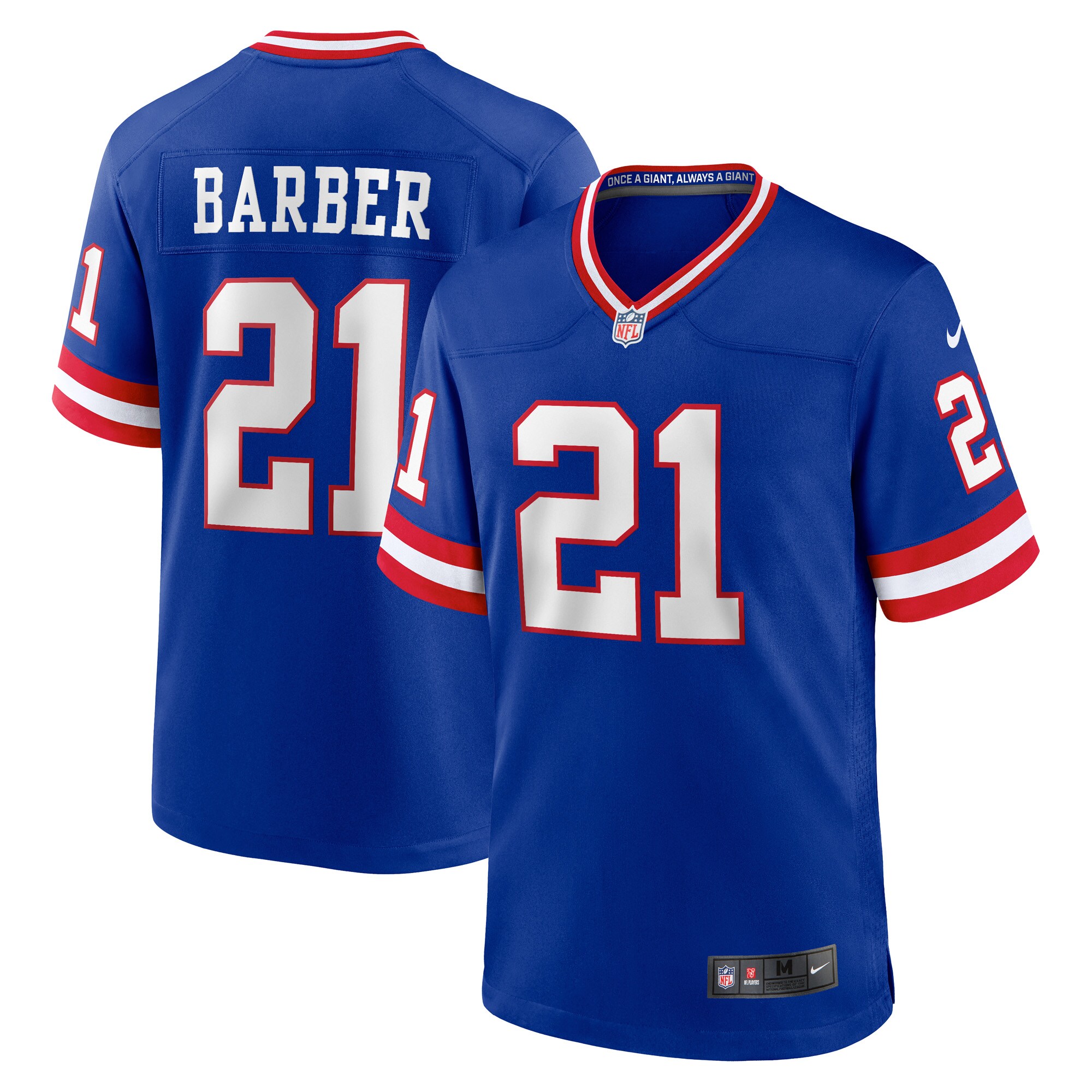 Tiki Barber New York Giants Classic Retired Player Game Jersey - Royal - myjerseyhub