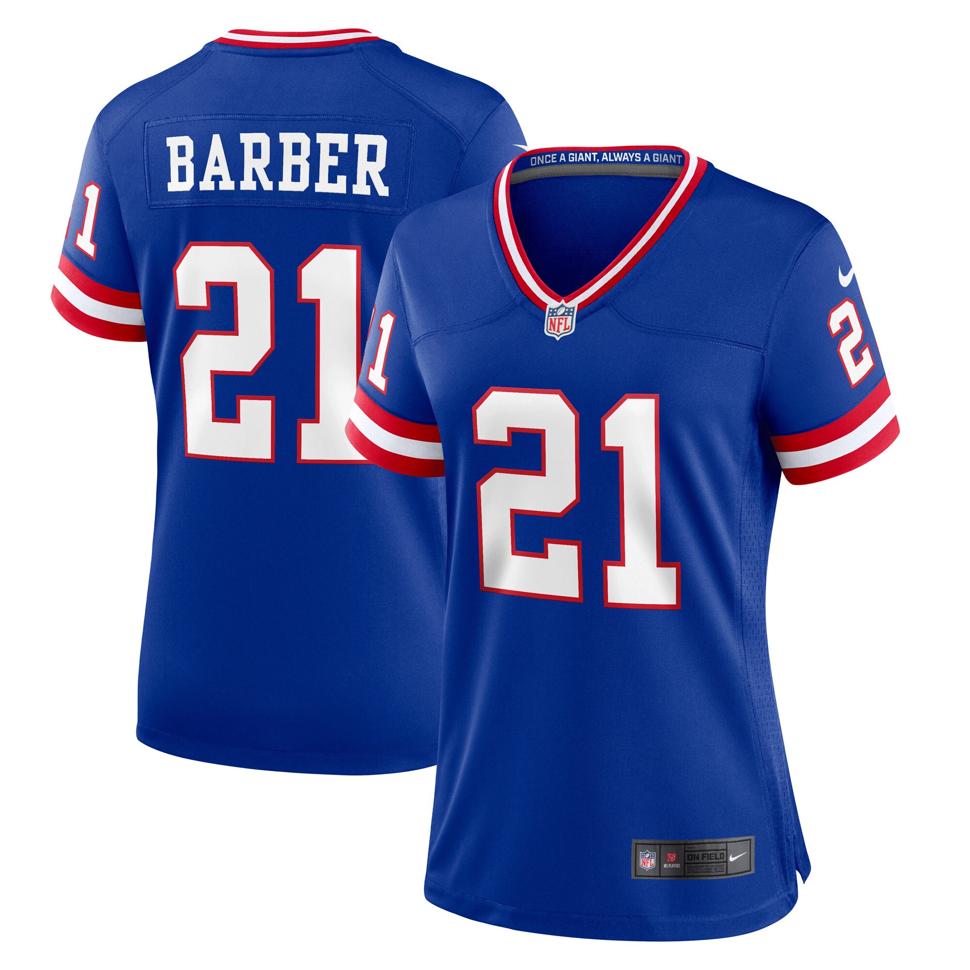 Tiki Barber New York Giants Women's Classic Retired Player Game Jersey - Royal - myjerseyhub