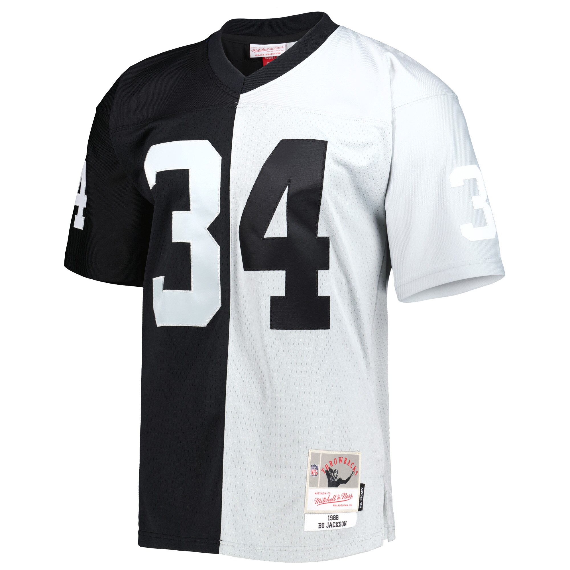 Bo Jackson Las Vegas Raiders Mitchell & Ness 1988 Split Legacy Replica Jersey - Black\/Silver - myjerseyhub