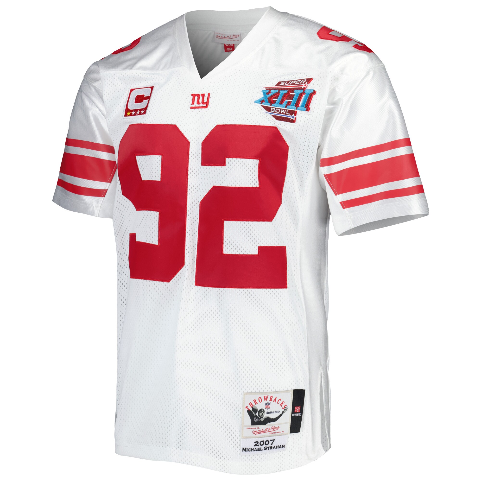 Michael Strahan New York Giants 2007 Mitchell & Ness Authentic Throwback Retired Player Jersey - White - myjerseyhub