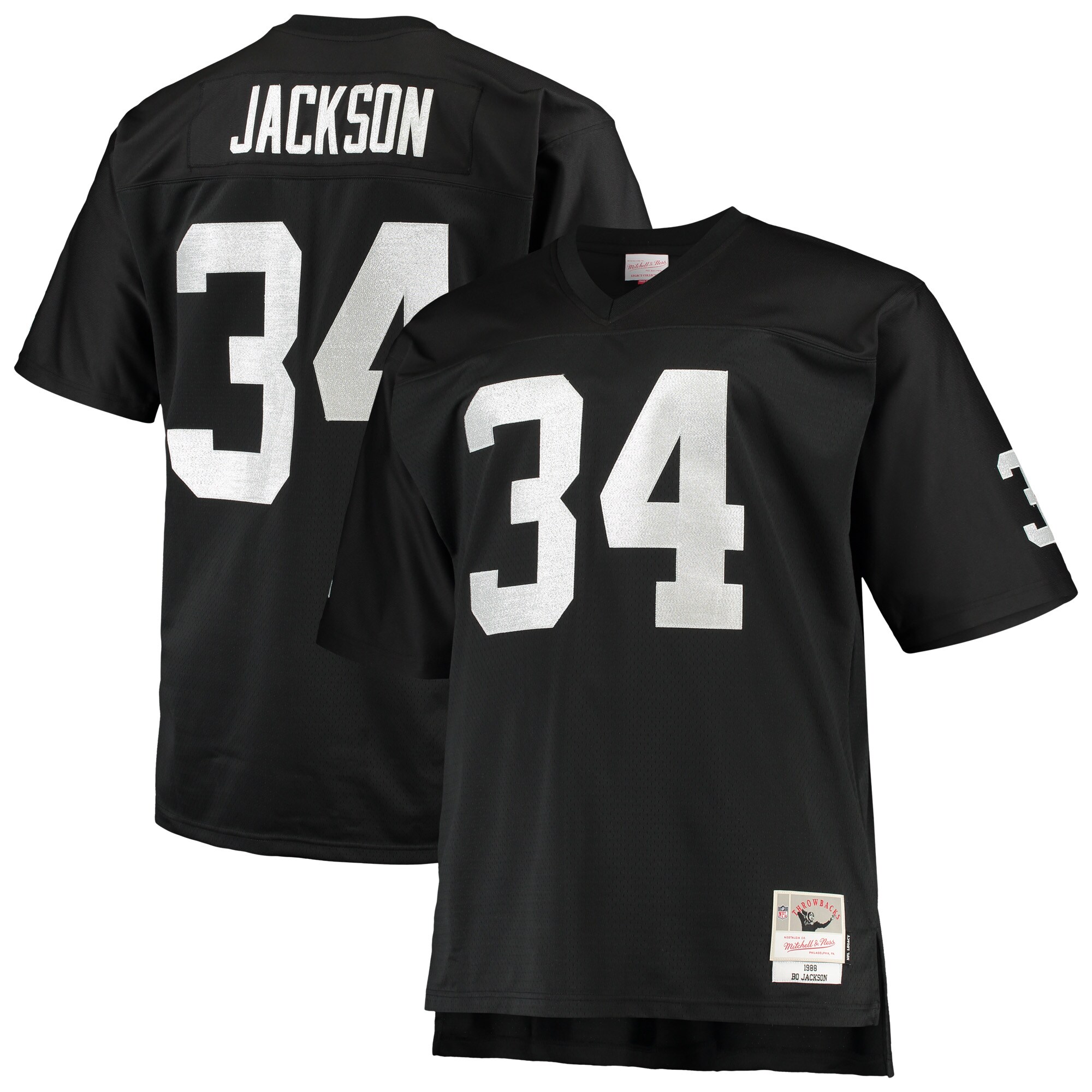 Bo Jackson Las Vegas Raiders Mitchell & Ness Big & Tall 1988 Retired Player Replica Jersey - Black - myjerseyhub