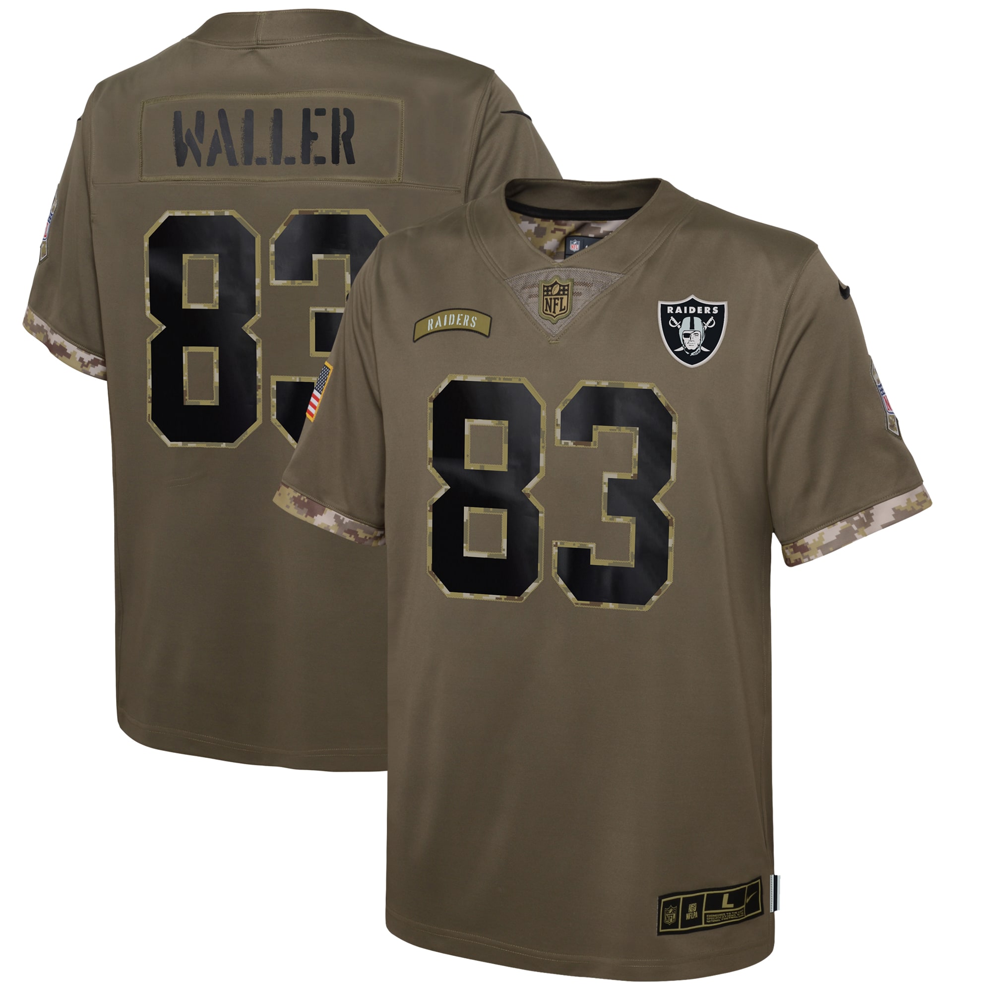Darren Waller Las Vegas Raiders Youth 2022 Salute To Service Player Limited Jersey - Olive - myjerseyhub