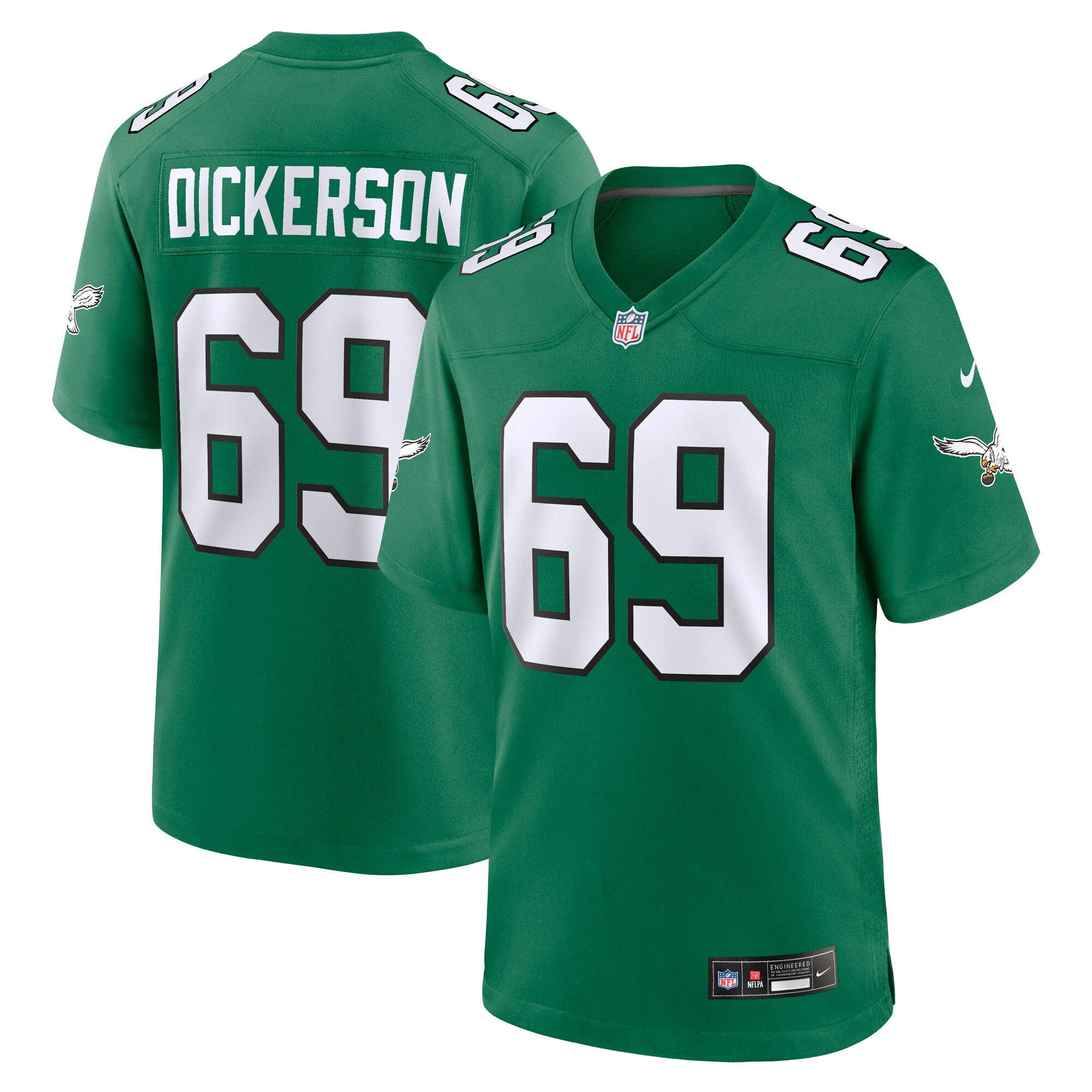 Landon Dickerson Philadelphia Eagles Alternate Game Jersey - Kelly Green - myjerseyhub