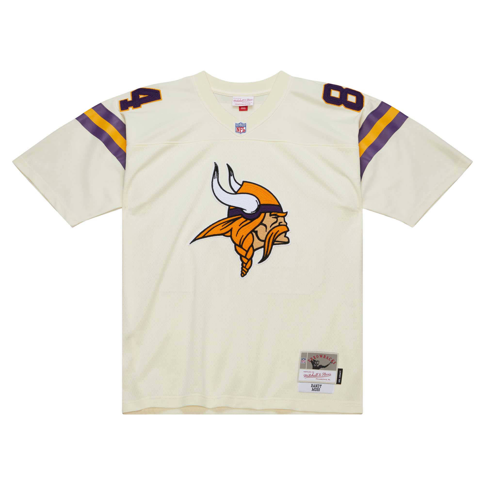 Randy Moss Minnesota Vikings Mitchell & Ness Chainstitch Legacy Jersey - Cream - myjerseyhub