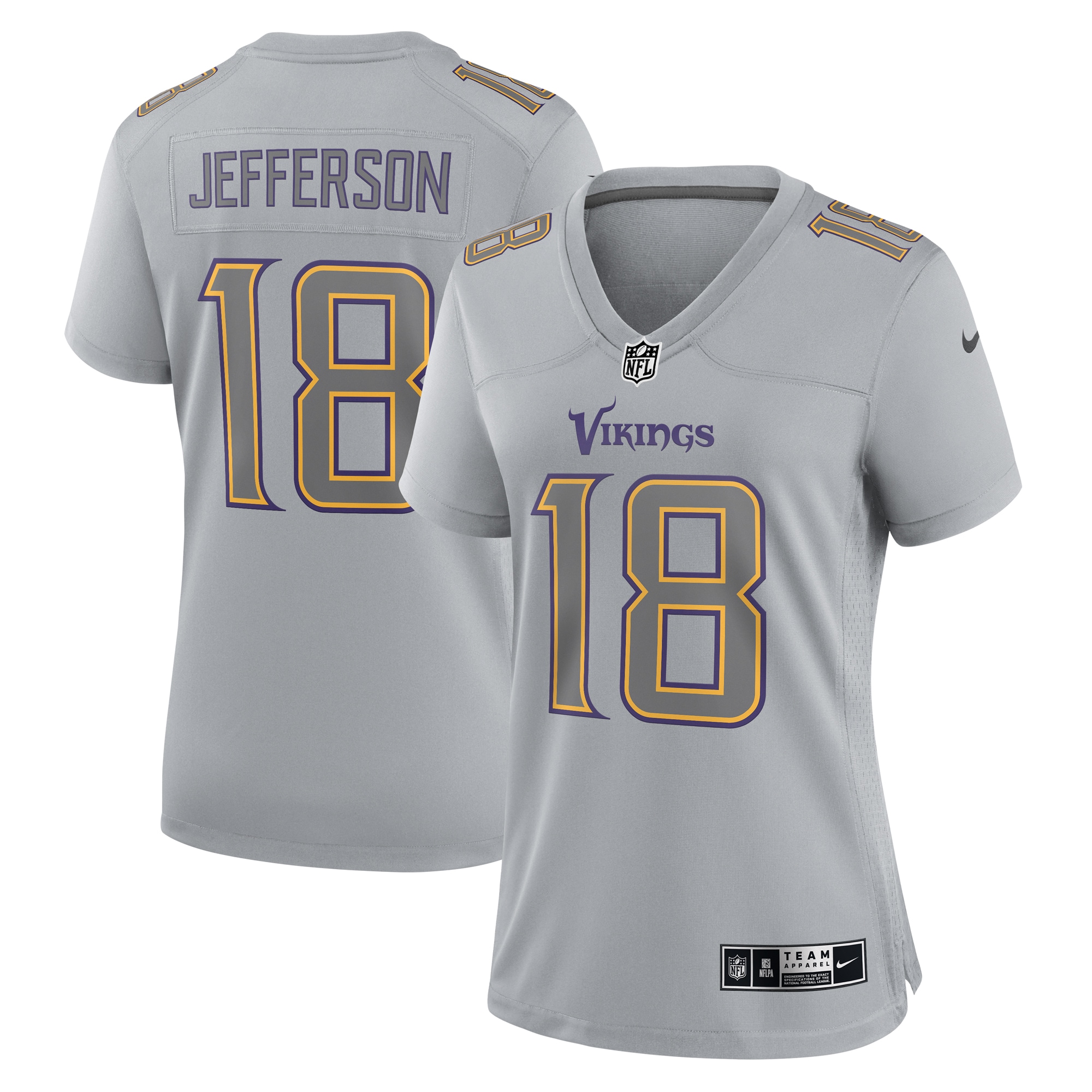 Justin Jefferson Minnesota Vikings Women's Atmosphere Fashion Game Jersey - Gray - myjerseyhub
