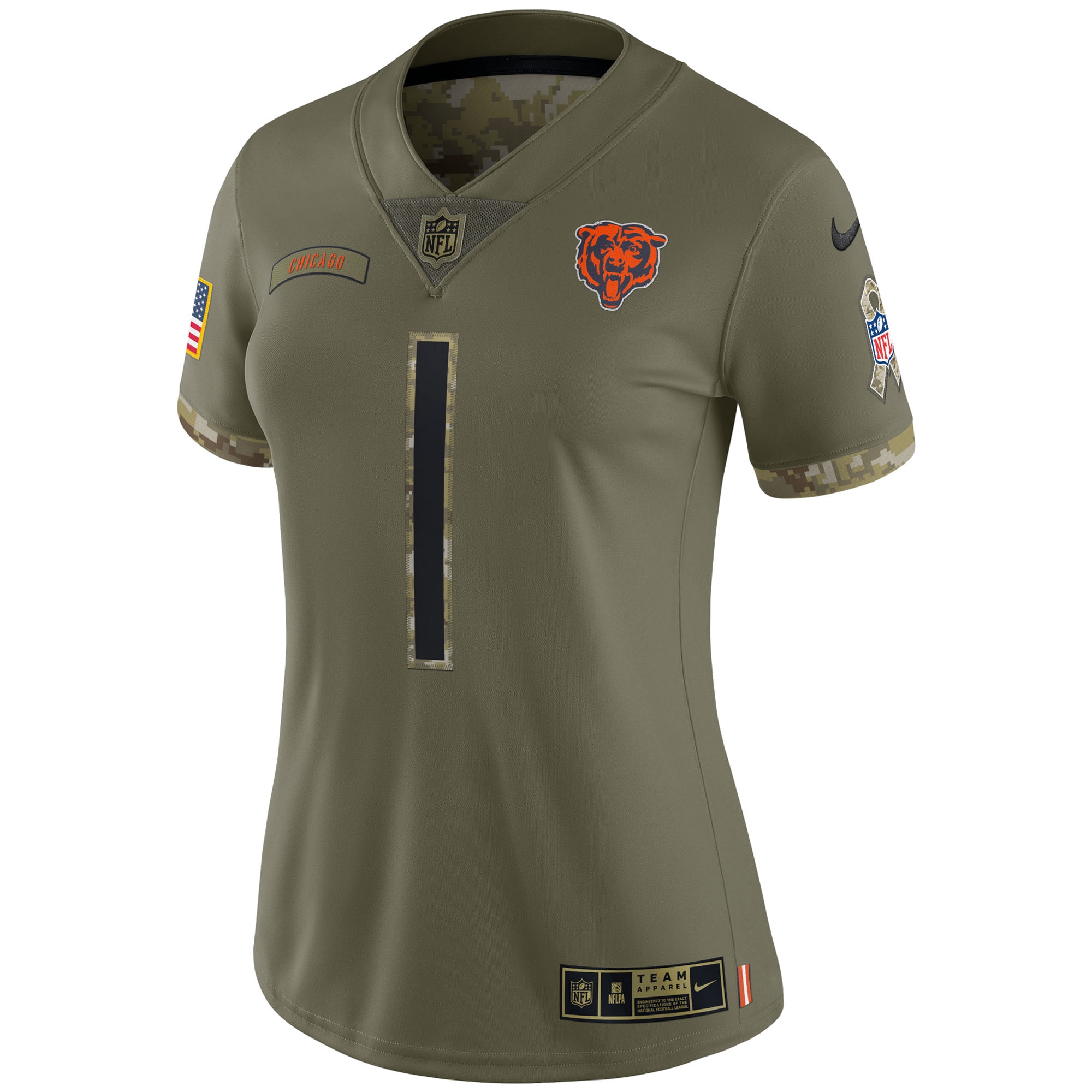 Justin Fields Chicago Bears Women's 2022 Salute To Service Limited Jersey - Olive - myjerseyhub