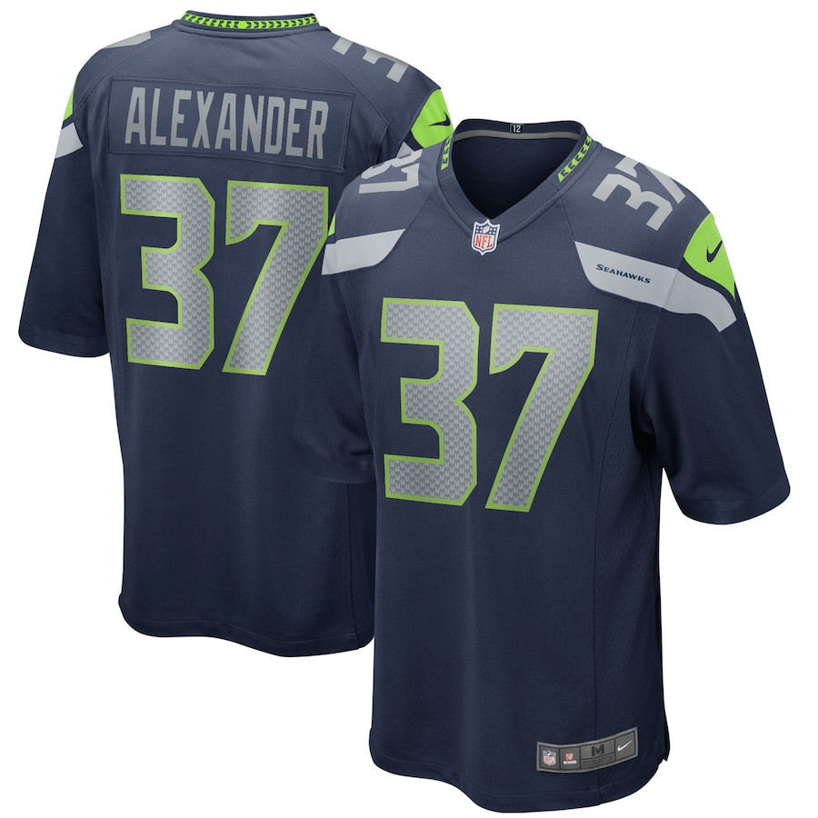 Shaun Alexander 37 Seattle Seahawks Men Game Retired Jersey - College Navy - myjerseyhub