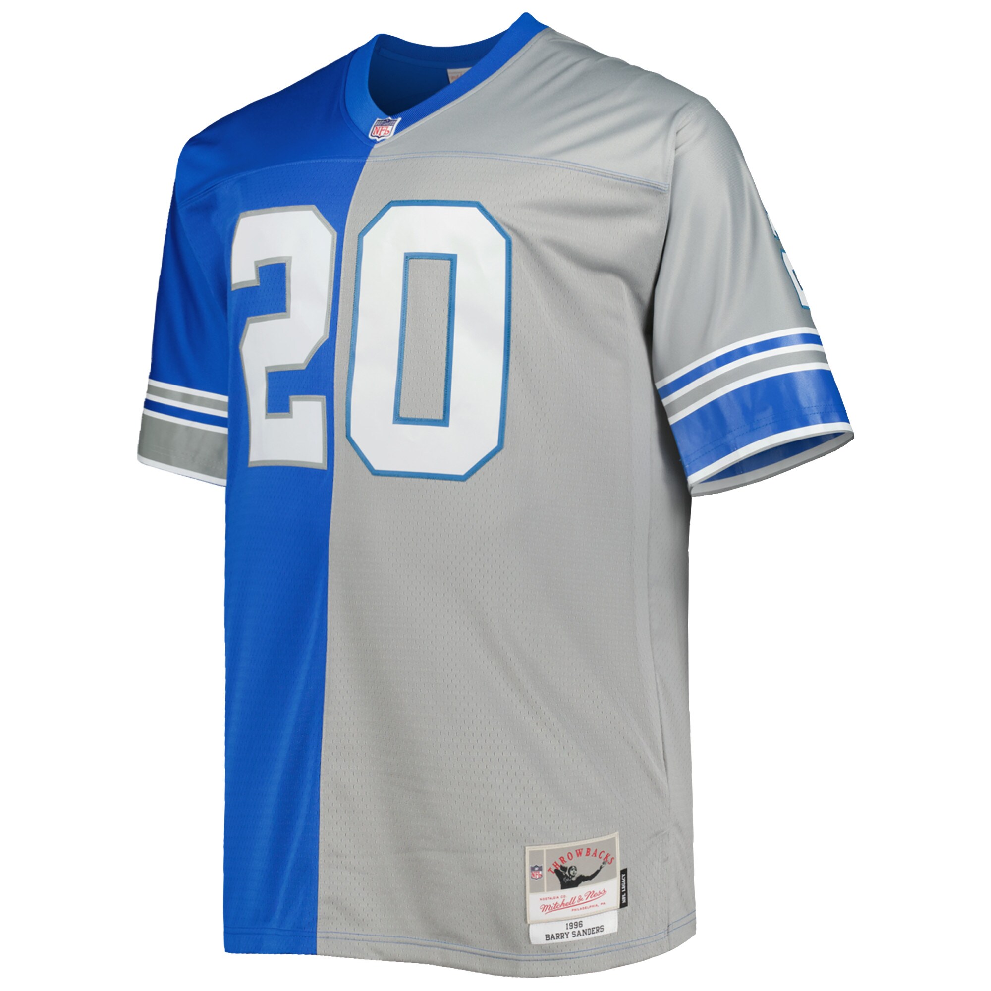 Barry Sanders Detroit Lions Mitchell & Ness Big & Tall Split Legacy Retired Player Replica Jersey - Blue\/Silver - myjerseyhub