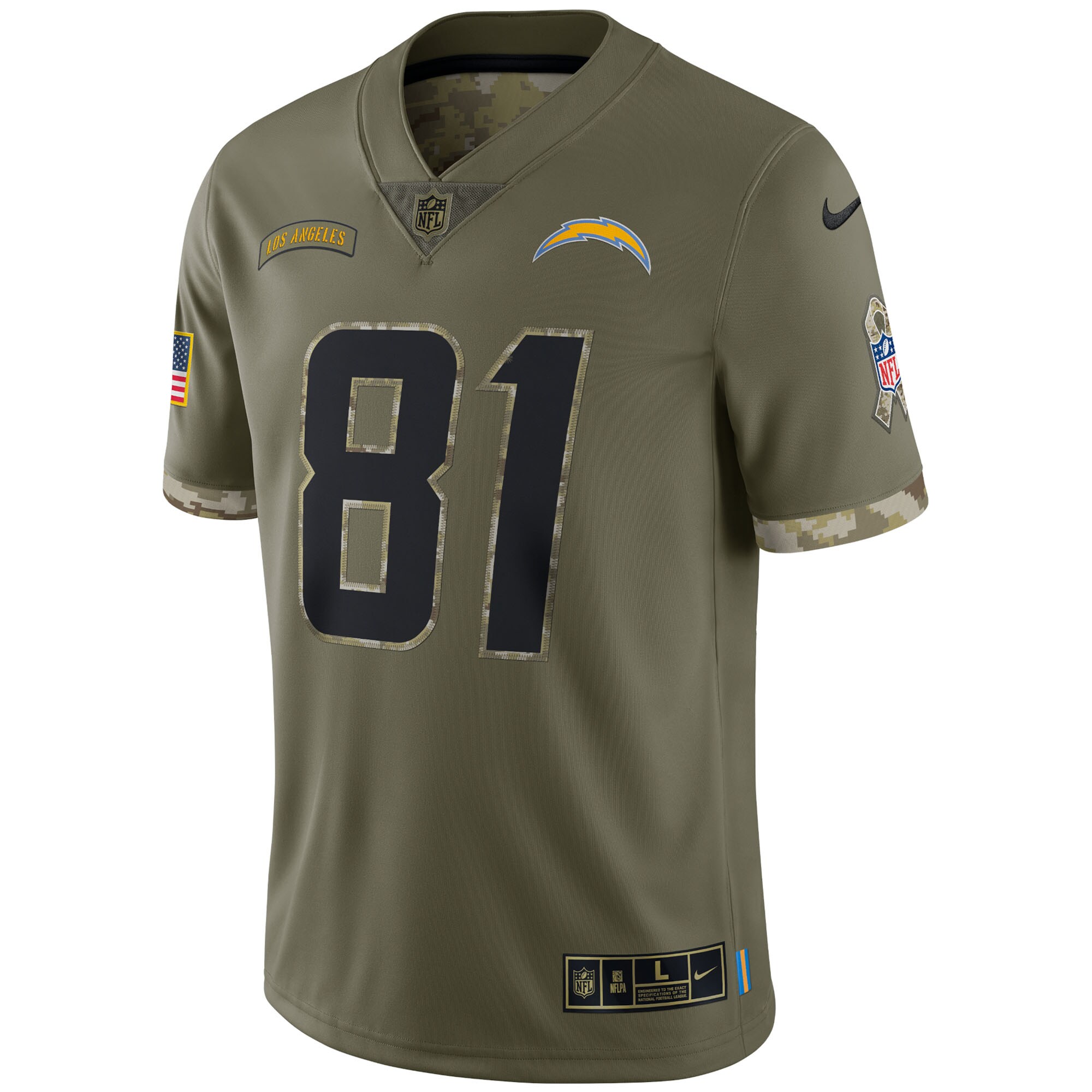 Mike Williams Los Angeles Chargers 2022 Salute To Service Limited Jersey - Olive - myjerseyhub