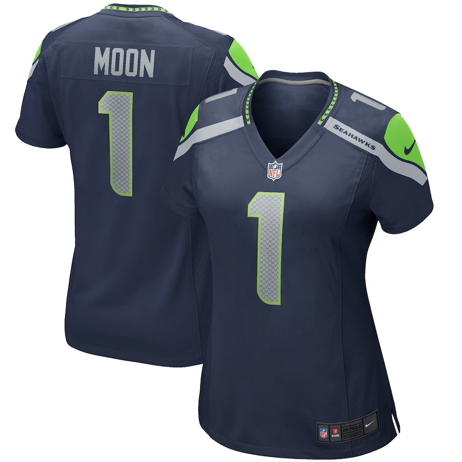 Warren Moon 1 Seattle Seahawks Women Game Retired Jersey - College Navy - myjerseyhub