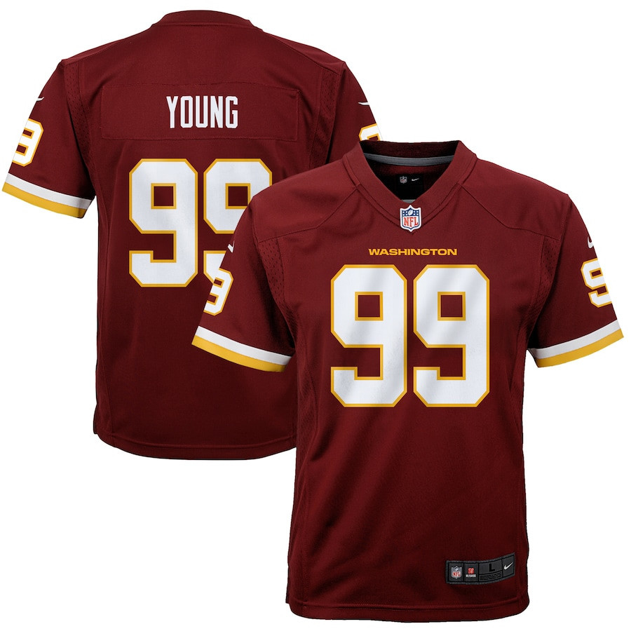 Chase Young 99 Washington Commanders Football Team Game YOUTH Jersey - Burgundy - myjerseyhub