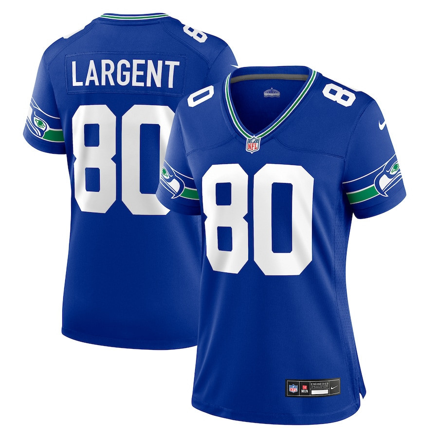 Steve Largent 80 Seattle Seahawks Women Throwback Retired Game Jersey - Royal - myjerseyhub