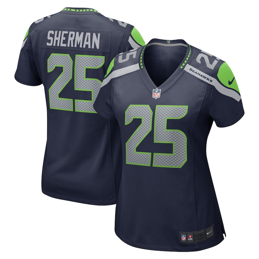 Richard Sherman 25 Seattle Seahawks Women Retired Game Jersey - College Navy - myjerseyhub
