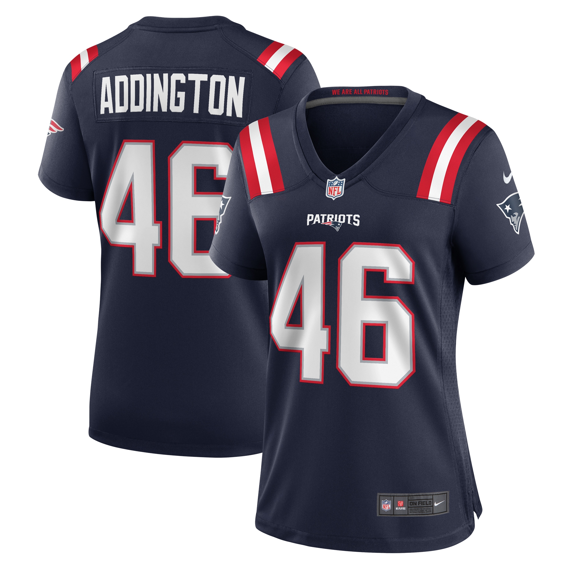 Tucker Addington New England Patriots Women's Home Game Player Jersey - Navy - myjerseyhub