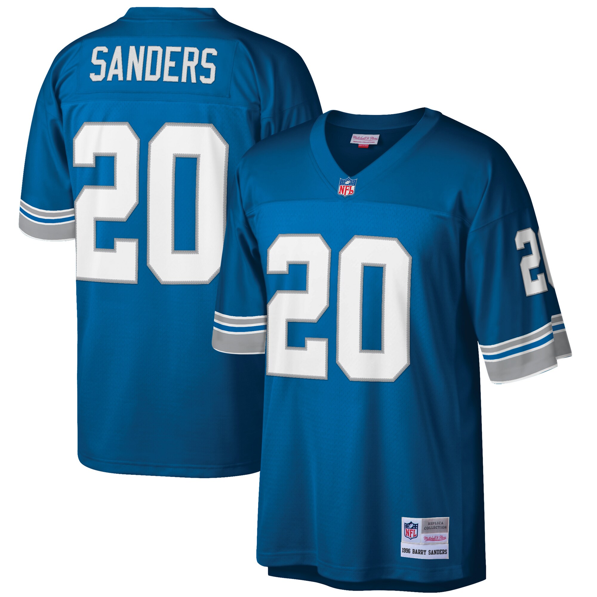 Barry Sanders Detroit Lions Mitchell & Ness Big & Tall 1996 Retired Player Replica Jersey - Blue - myjerseyhub