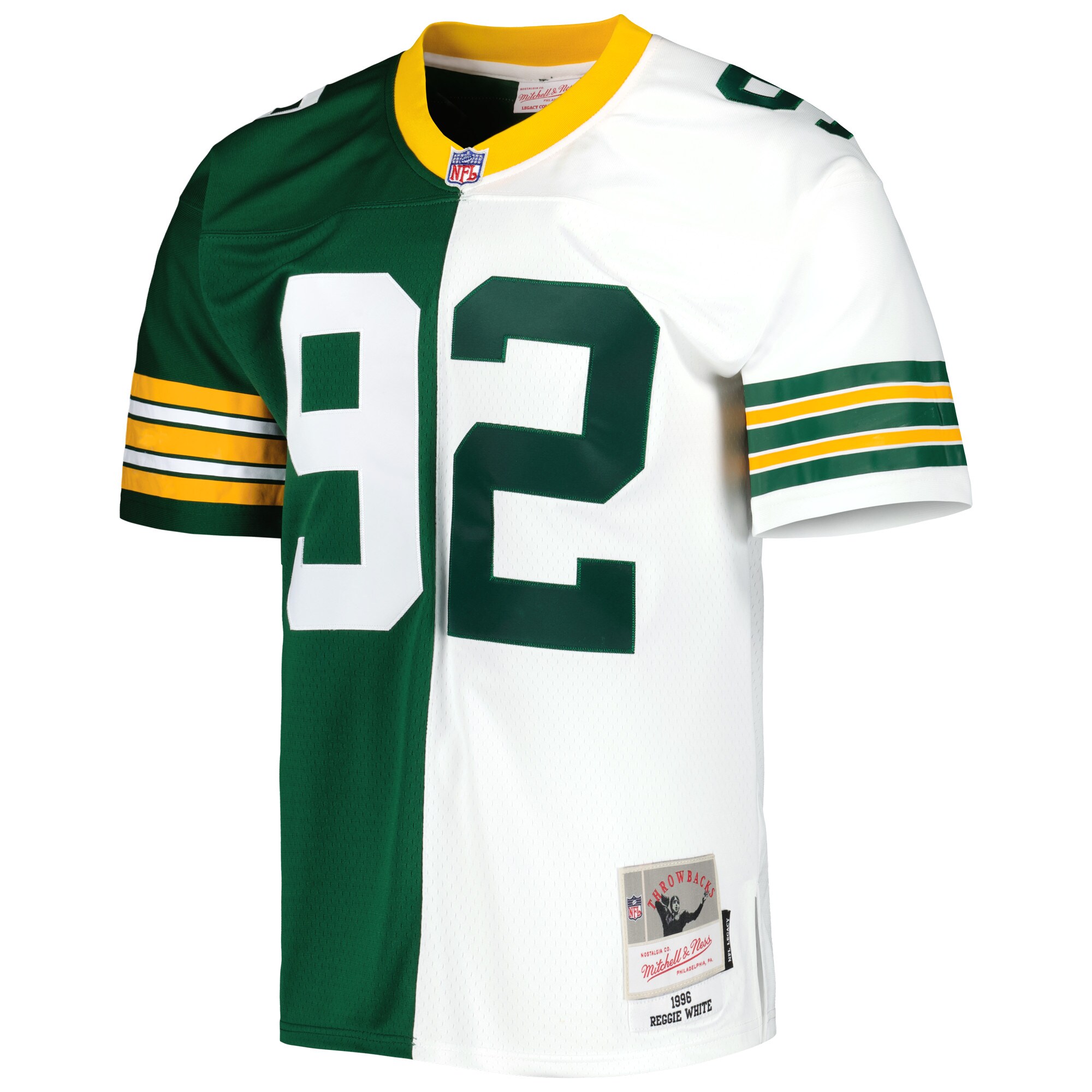 Reggie White Green Bay Packers Mitchell & Ness 1996 Split Legacy Replica Jersey - Green\/White - myjerseyhub