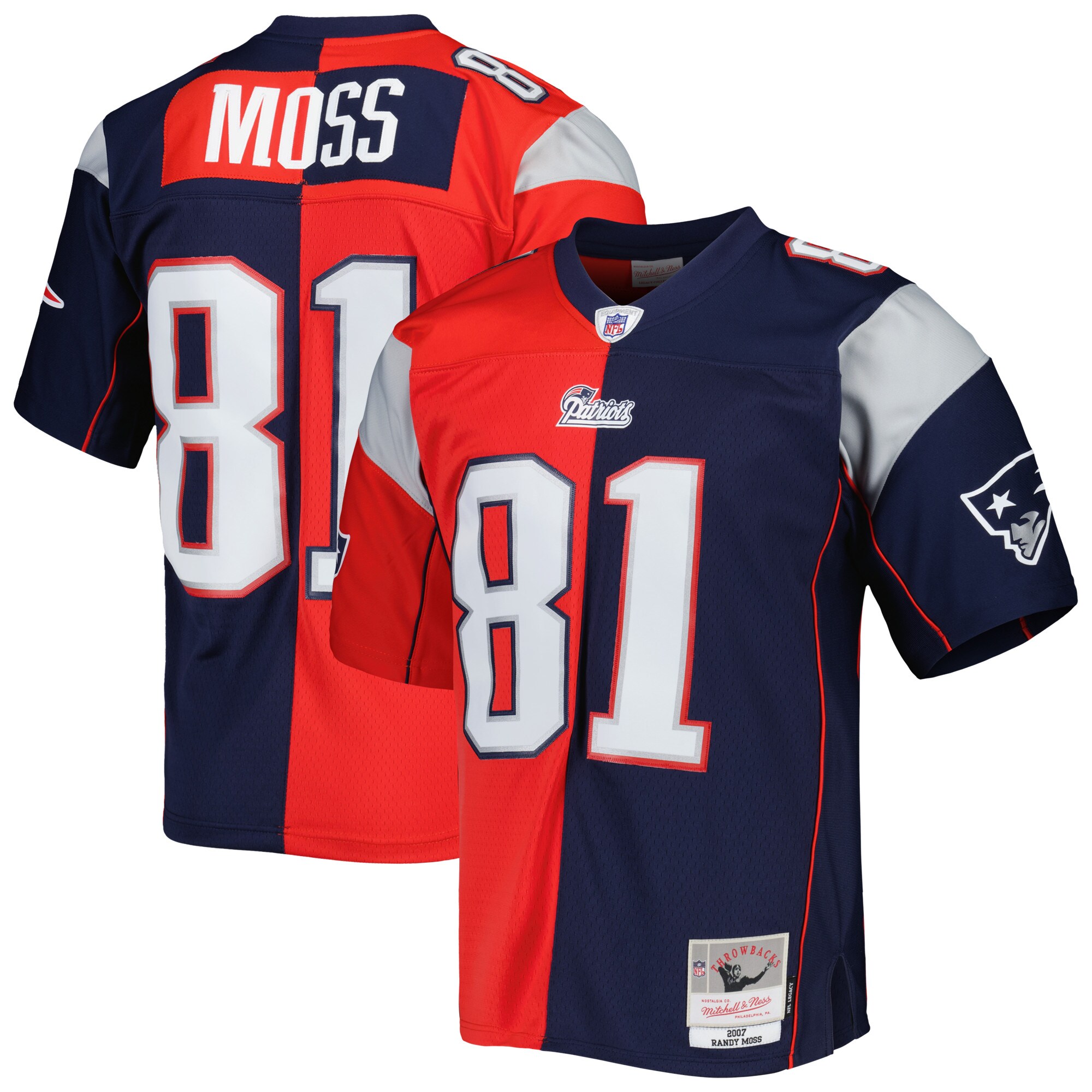 Randy Moss New England Patriots Mitchell & Ness 2007 Split Legacy Replica Jersey - Navy\/Red - myjerseyhub