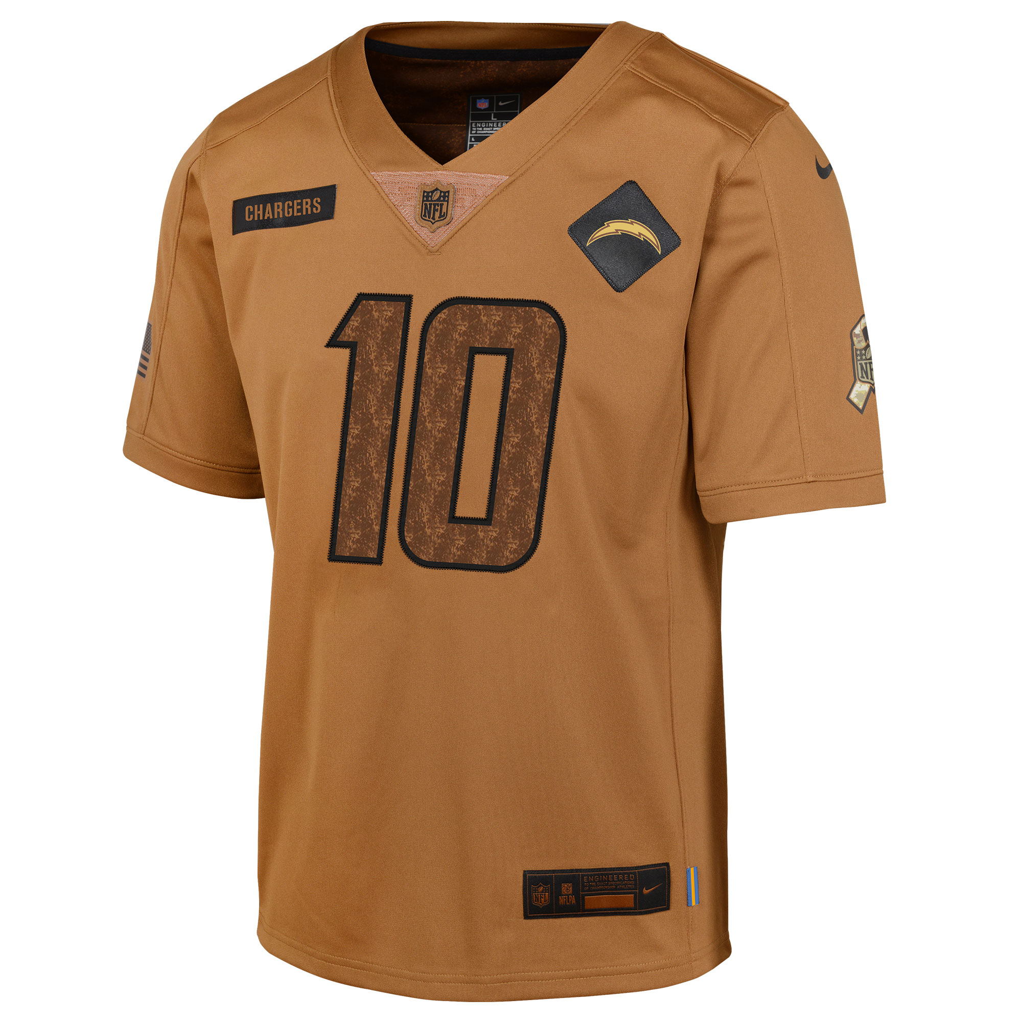 Justin Herbert Los Angeles Chargers Youth 2023 Salute To Service Limited Jersey - Brown - myjerseyhub