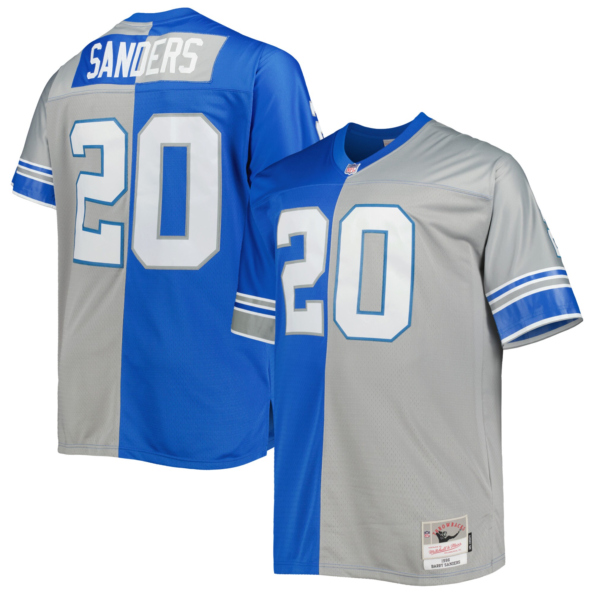 Barry Sanders Detroit Lions Mitchell & Ness Big & Tall Split Legacy Retired Player Replica Jersey - Blue\/Silver - myjerseyhub