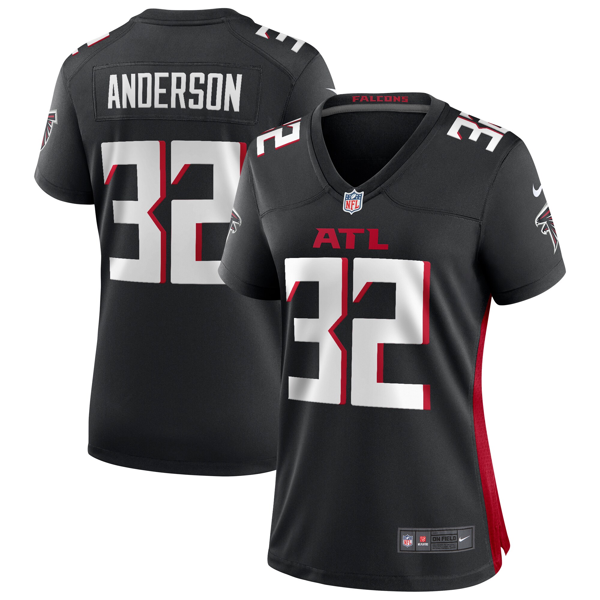 Jamal Anderson Atlanta Falcons Women's Game Retired Player Jersey - Black - myjerseyhub