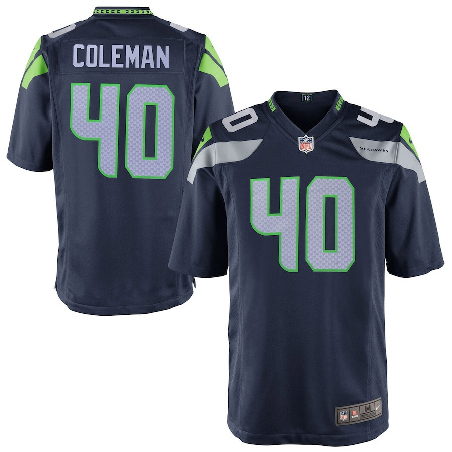 Derrick Coleman 40 Seattle Seahawks YOUTH Team Color Game Jersey - College Navy - myjerseyhub