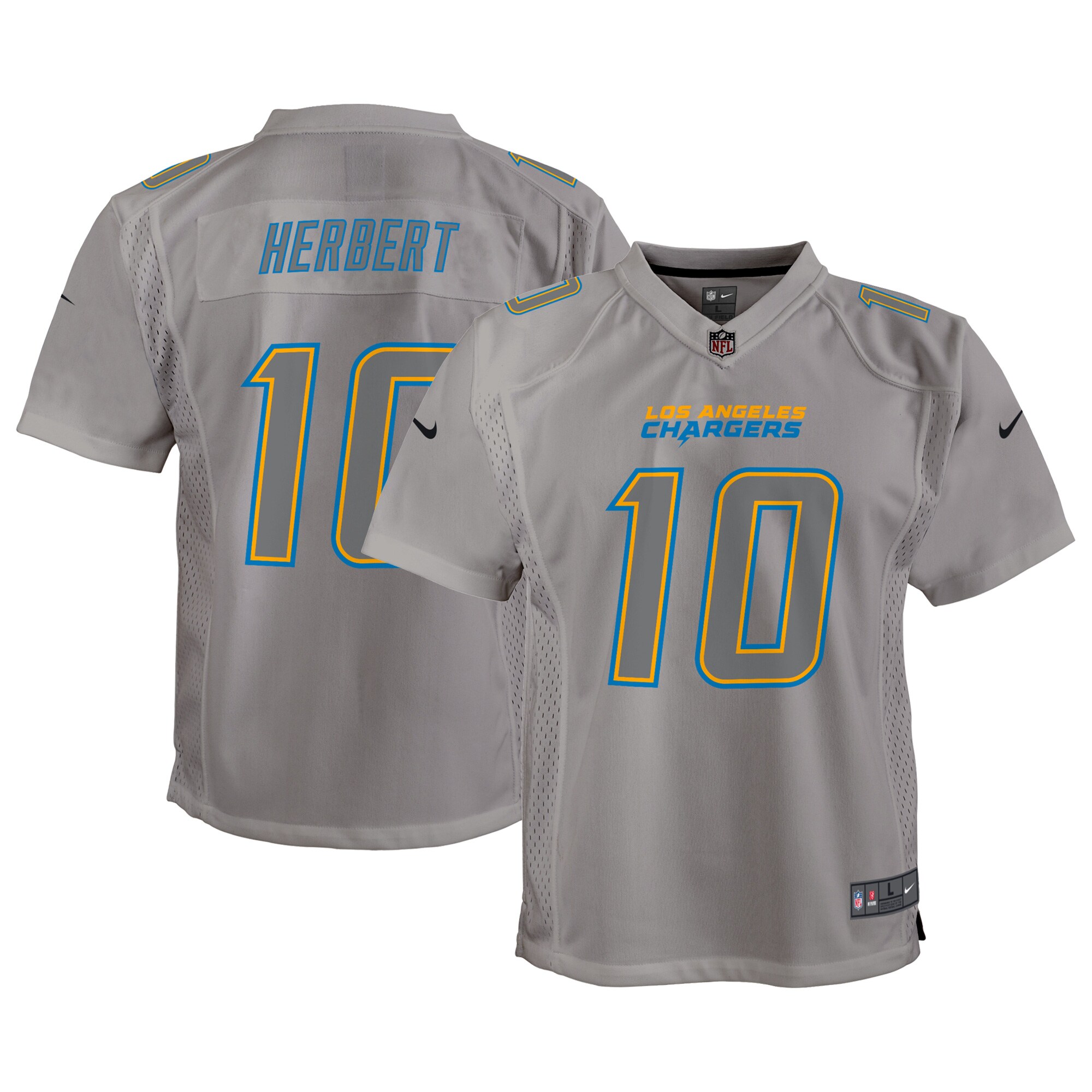 Justin Herbert Los Angeles Chargers Youth Atmosphere Game Jersey - Gray - myjerseyhub