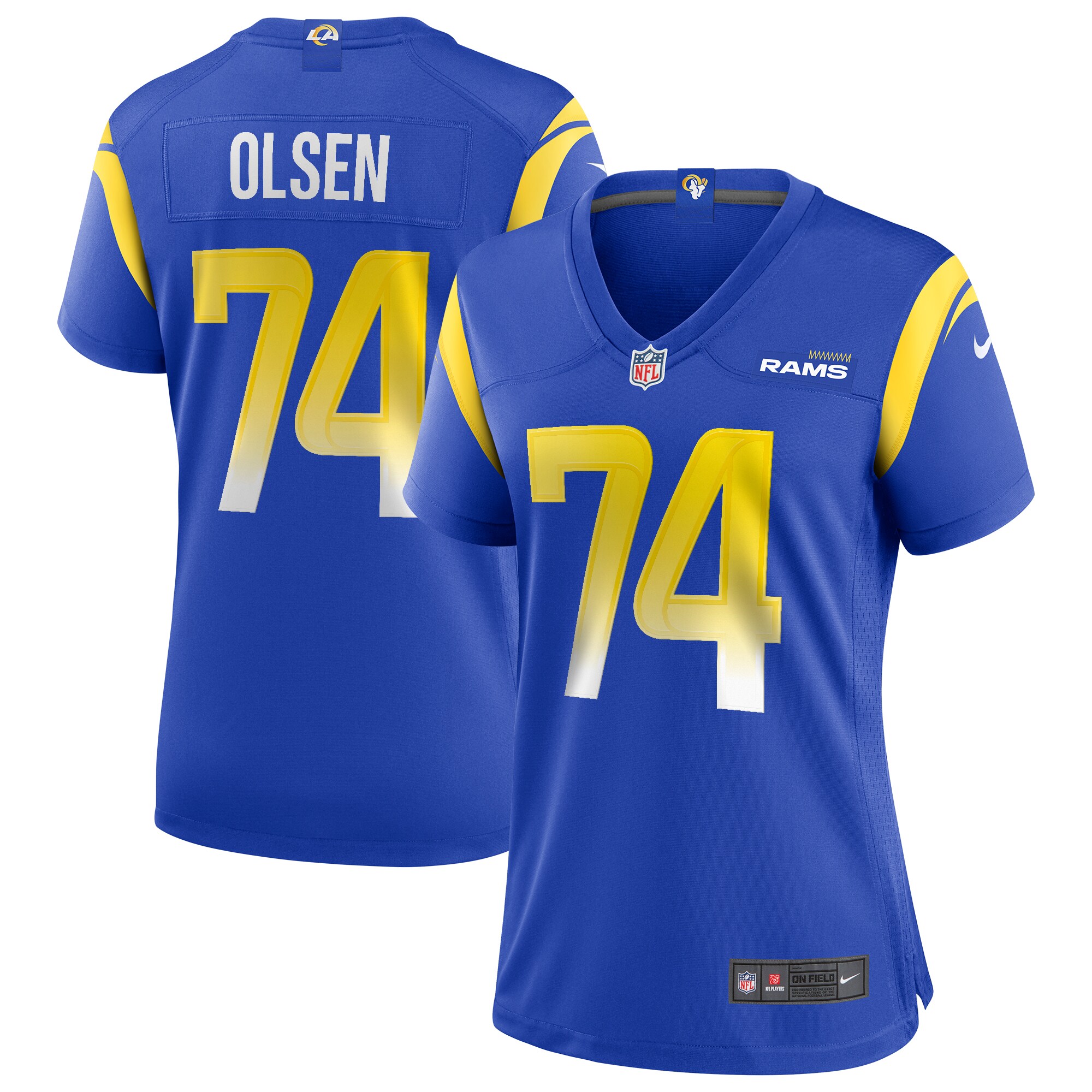 Merlin Olsen Los Angeles Rams Women's Game Retired Player Jersey - Royal - myjerseyhub