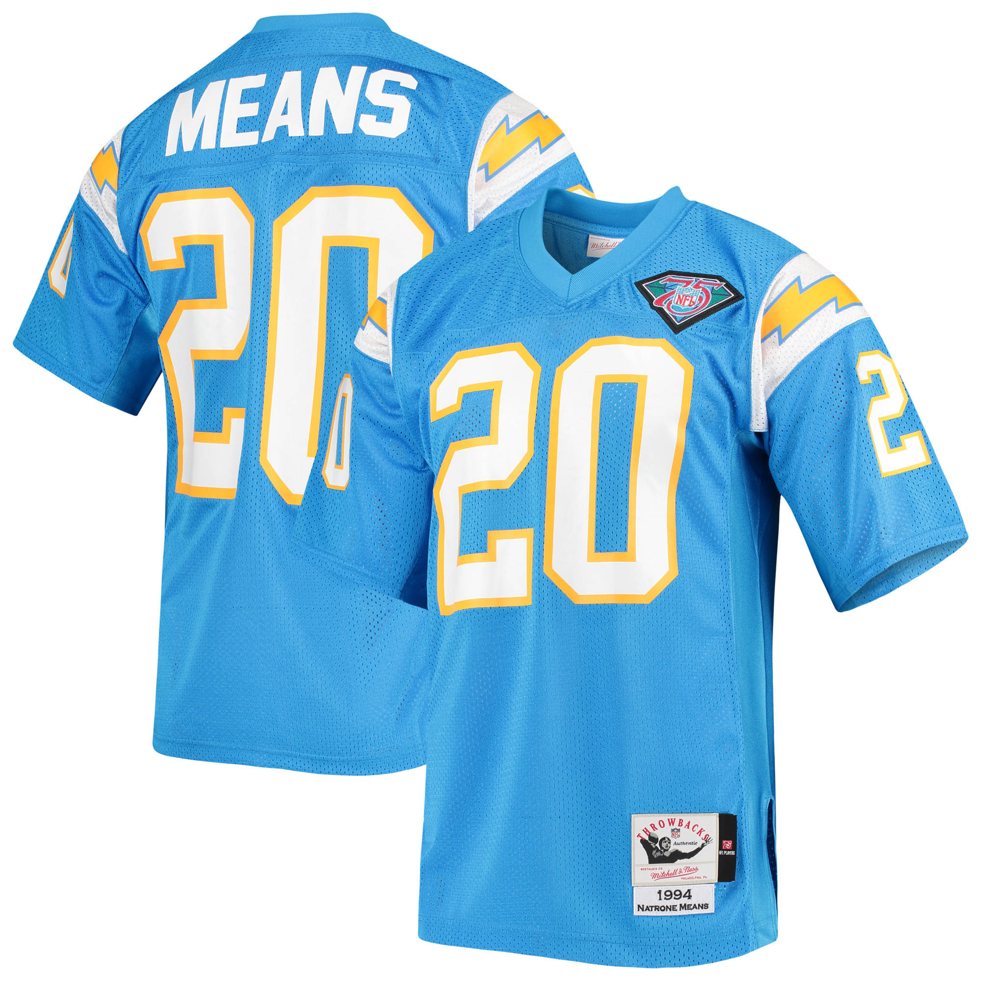 Natrone Means Los Angeles Chargers 1994 Mitchell & Ness Authentic Throwback Retired Player Jersey - Powder Blue - myjerseyhub