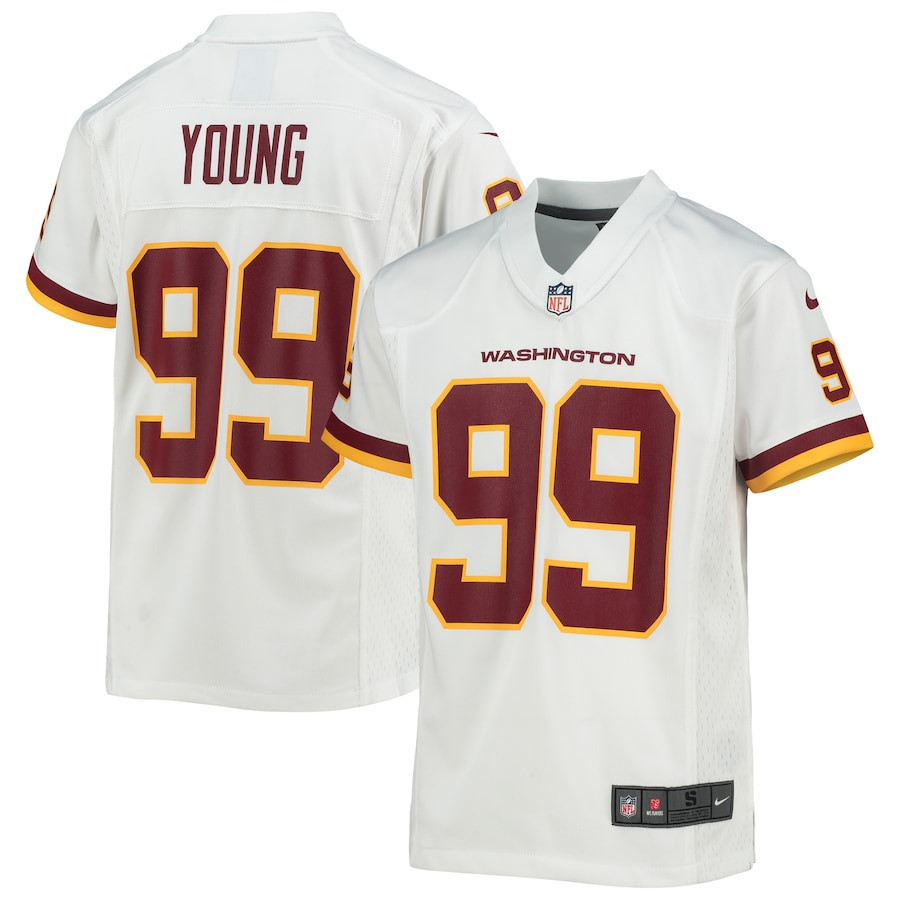 Chase Young 99 Washington Commanders Football Team Game YOUTH Jersey - White - myjerseyhub