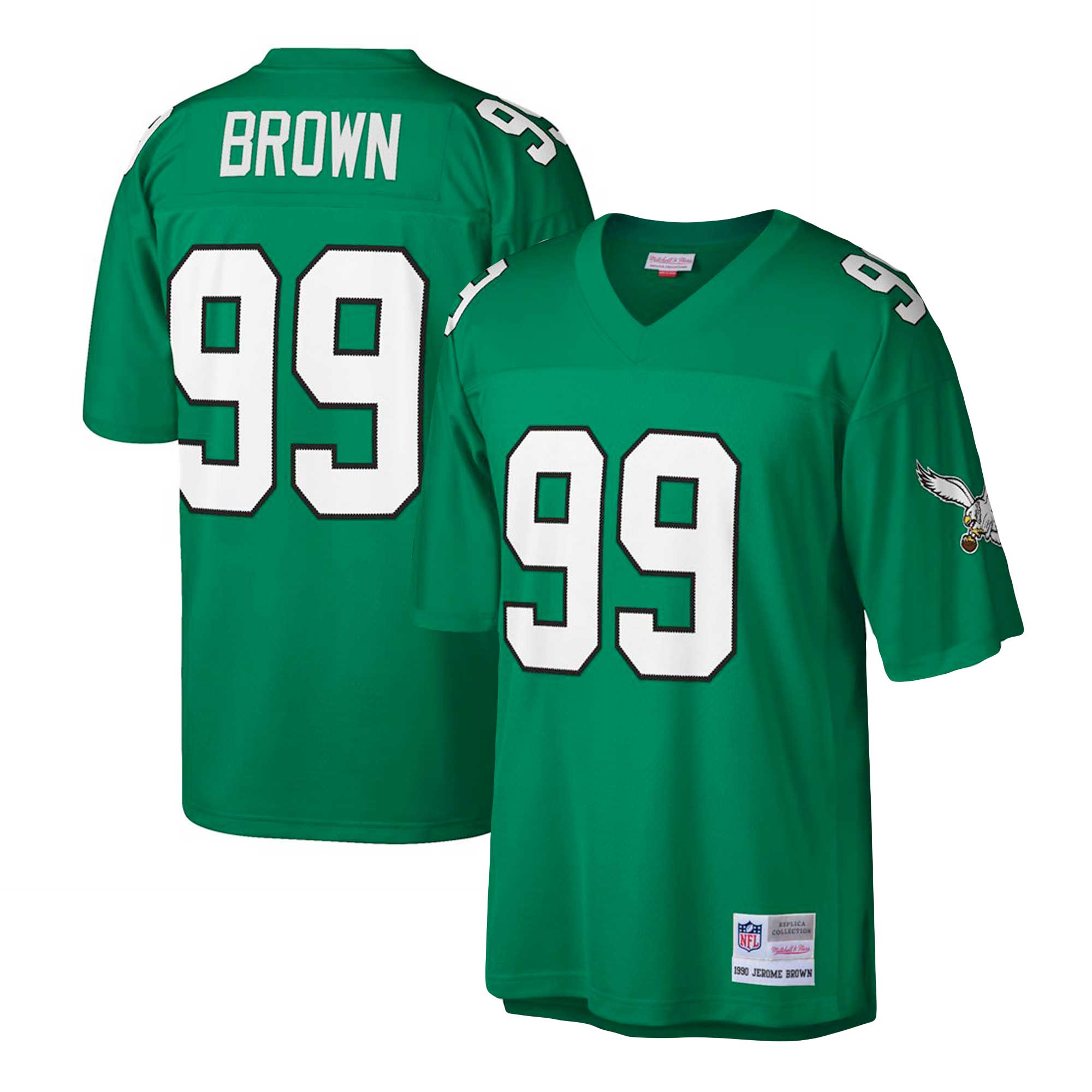 Jerome Brown Philadelphia Eagles Mitchell & Ness Big & Tall 1990 Retired Player Replica Jersey - Kelly Green - myjerseyhub