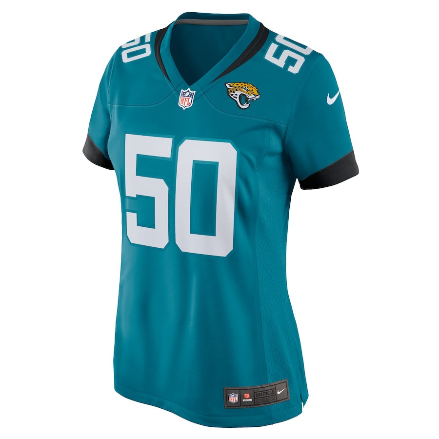 Trevis Gipson 50 Jacksonville Jaguars Alternate Game Women Jersey - Teal - myjerseyhub