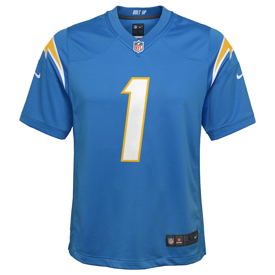 Joe Alt Los Angeles Chargers 2024 NFL Draft First Round Pick Player Game YOUTH Jersey - Powder Blue - myjerseyhub