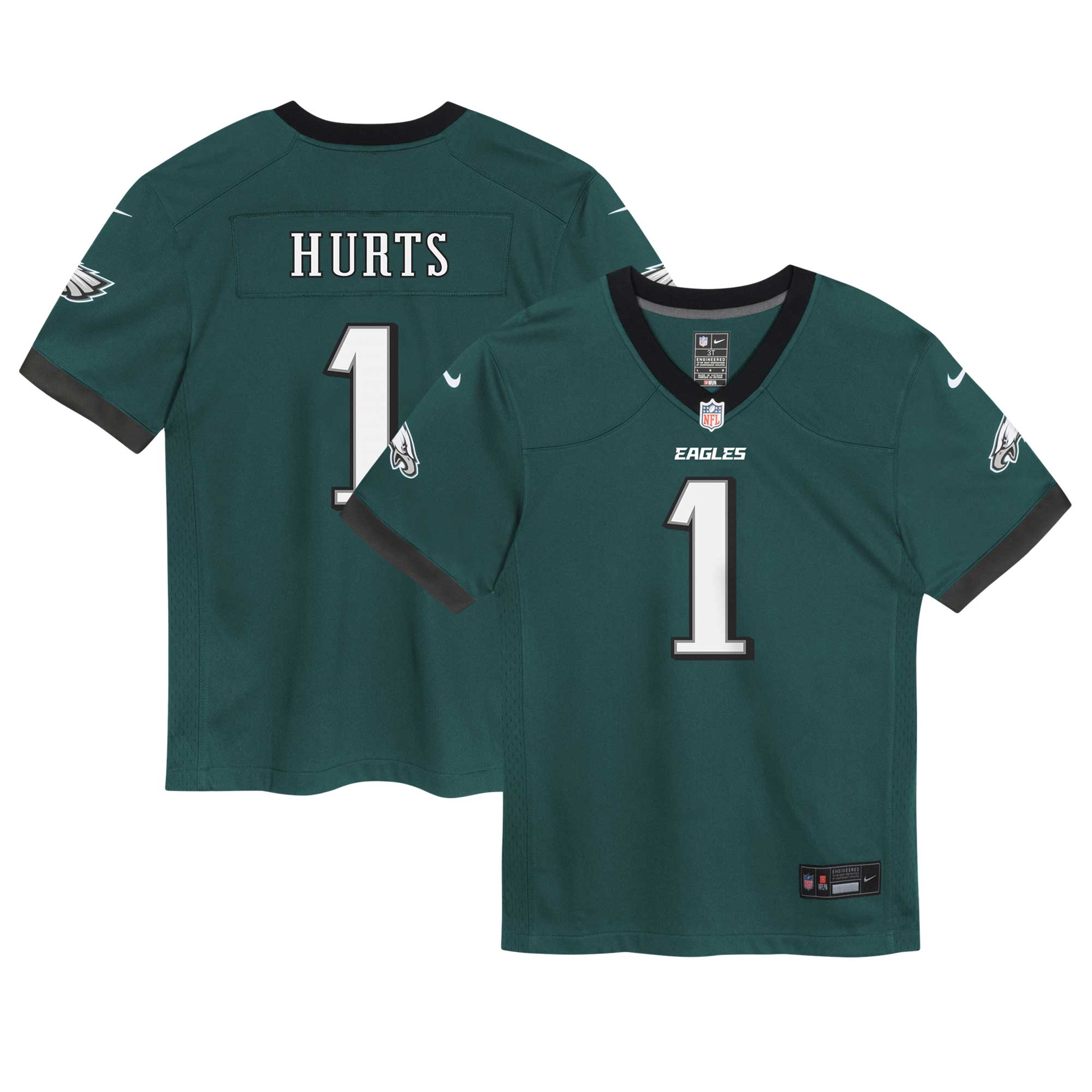 Jalen Hurts Philadelphia Eagles Preschool Game Jersey - Midnight Green - myjerseyhub