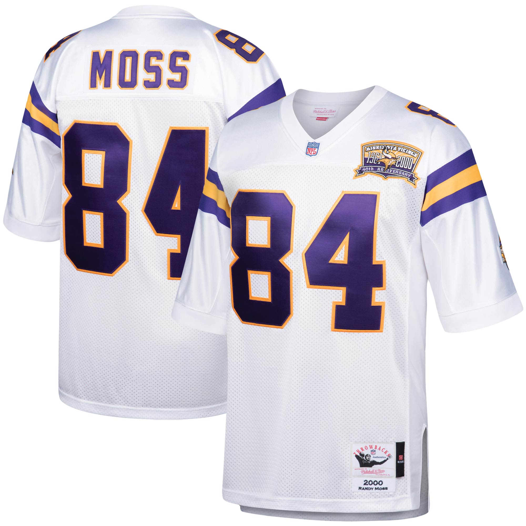 Randy Moss Minnesota Vikings 2000 Mitchell & Ness Authentic Throwback Retired Player Jersey - White - myjerseyhub