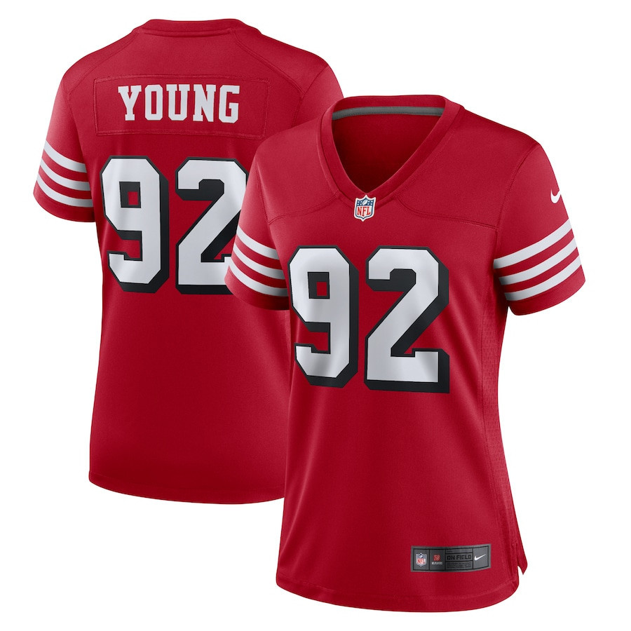 Chase Young 92 San Francisco 49ers Alternate Game Women Jersey - Scarlet - myjerseyhub