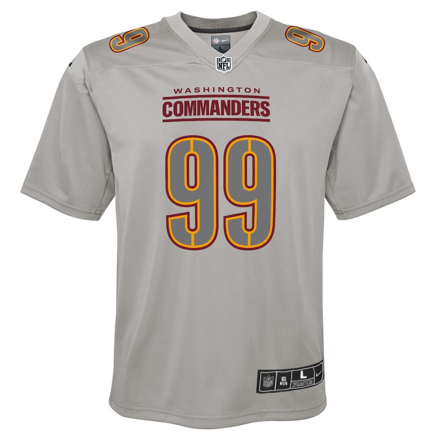 Chase Young 99 Washington Commanders YOUTH Atmosphere Fashion Game Jersey - Gray - myjerseyhub