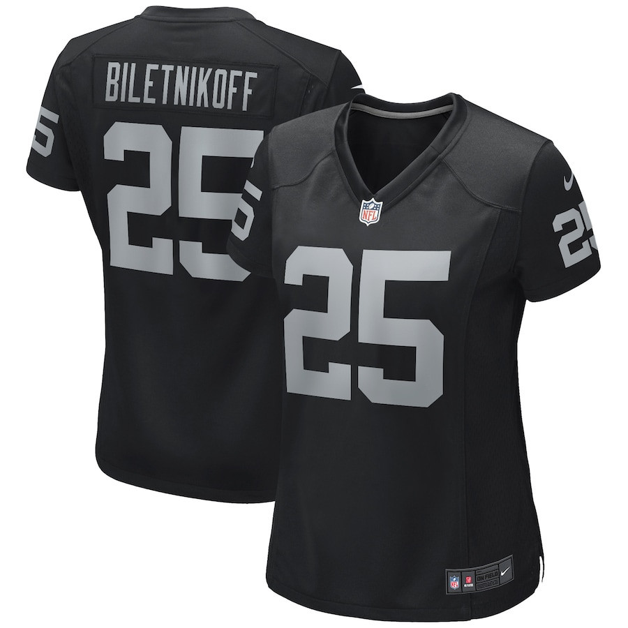 Fred Biletnikoff 25 Las Vegas Raiders Women Game Retired Jersey - Black - myjerseyhub