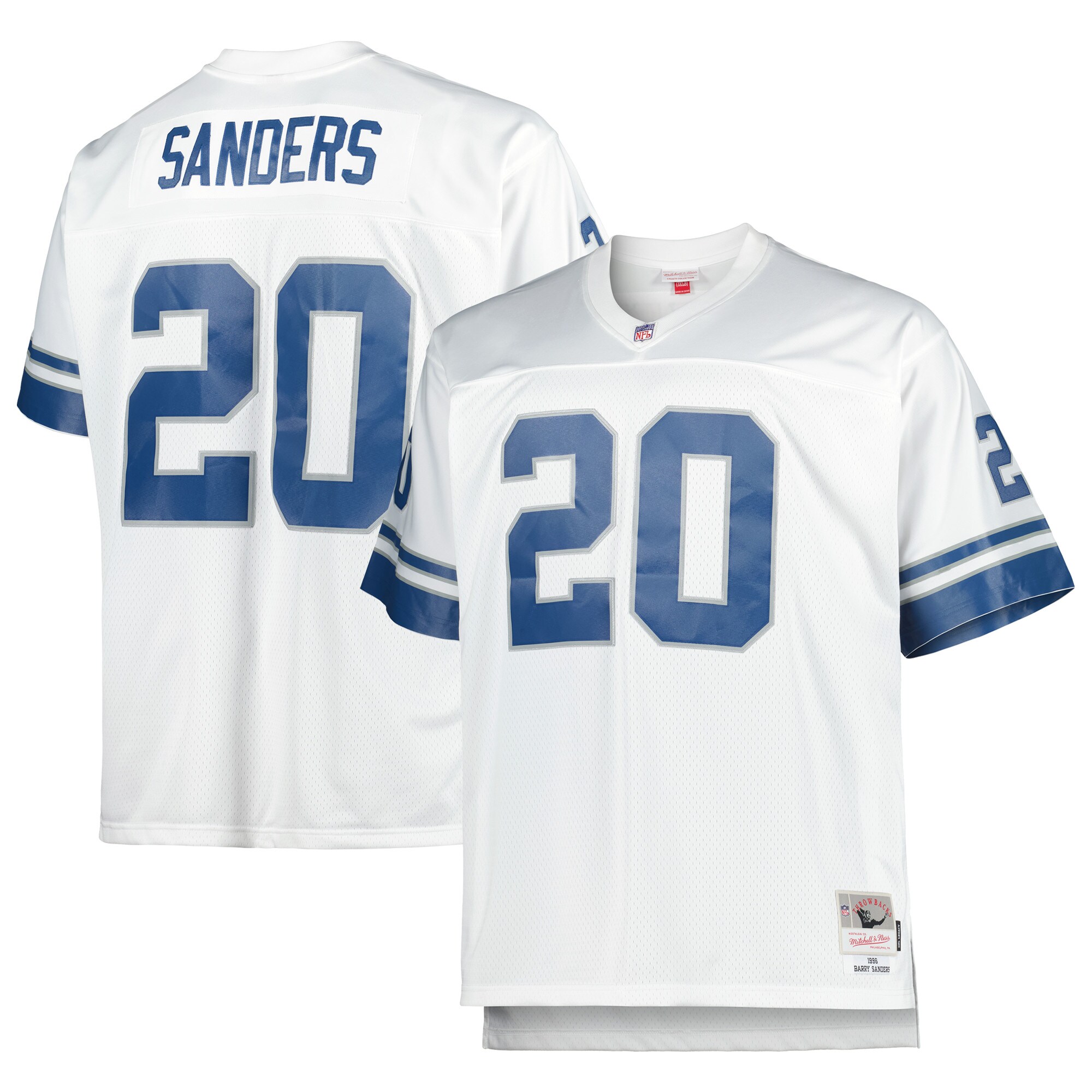 Barry Sanders Detroit Lions Mitchell & Ness Big & Tall 1996 Retired Player Replica Jersey - White - myjerseyhub