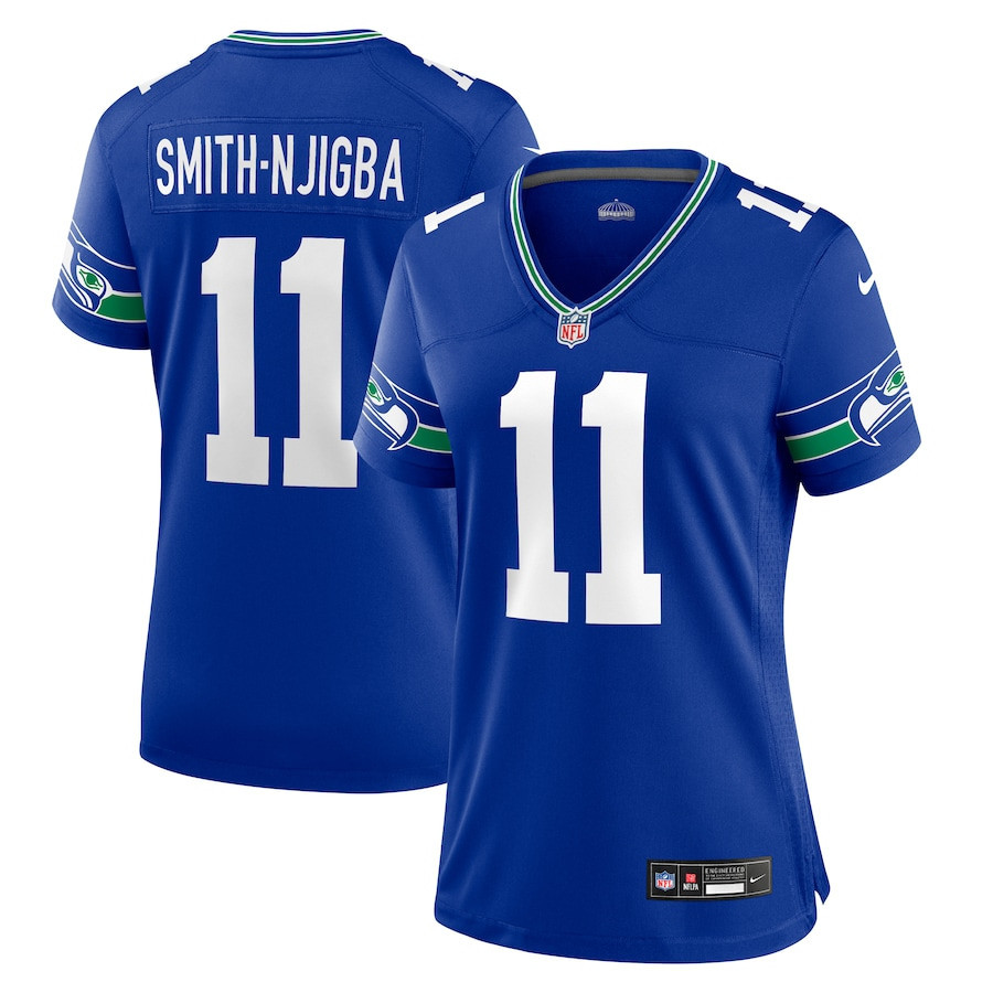Jaxon Smith-Njigba 11 Seattle Seahawks Women Throwback Game Jersey - Royal - myjerseyhub